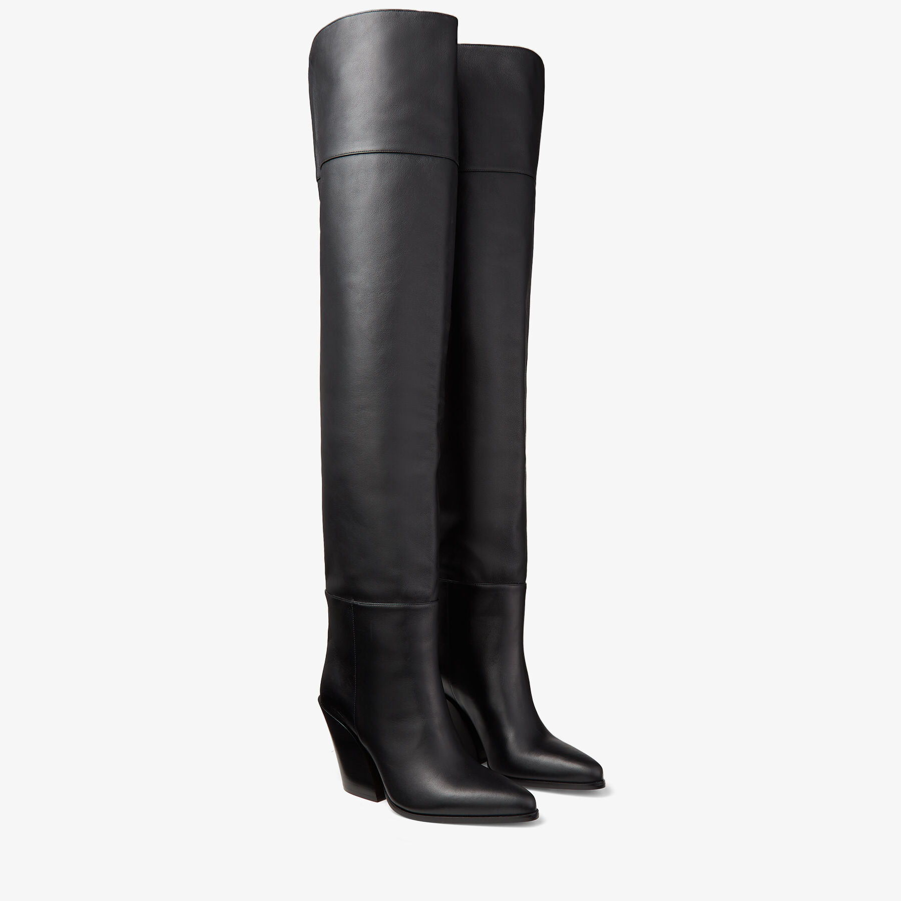 Black Smooth Leather Over-The-Knee Boots | MACEO OTK 85 | Summer 2022 ...