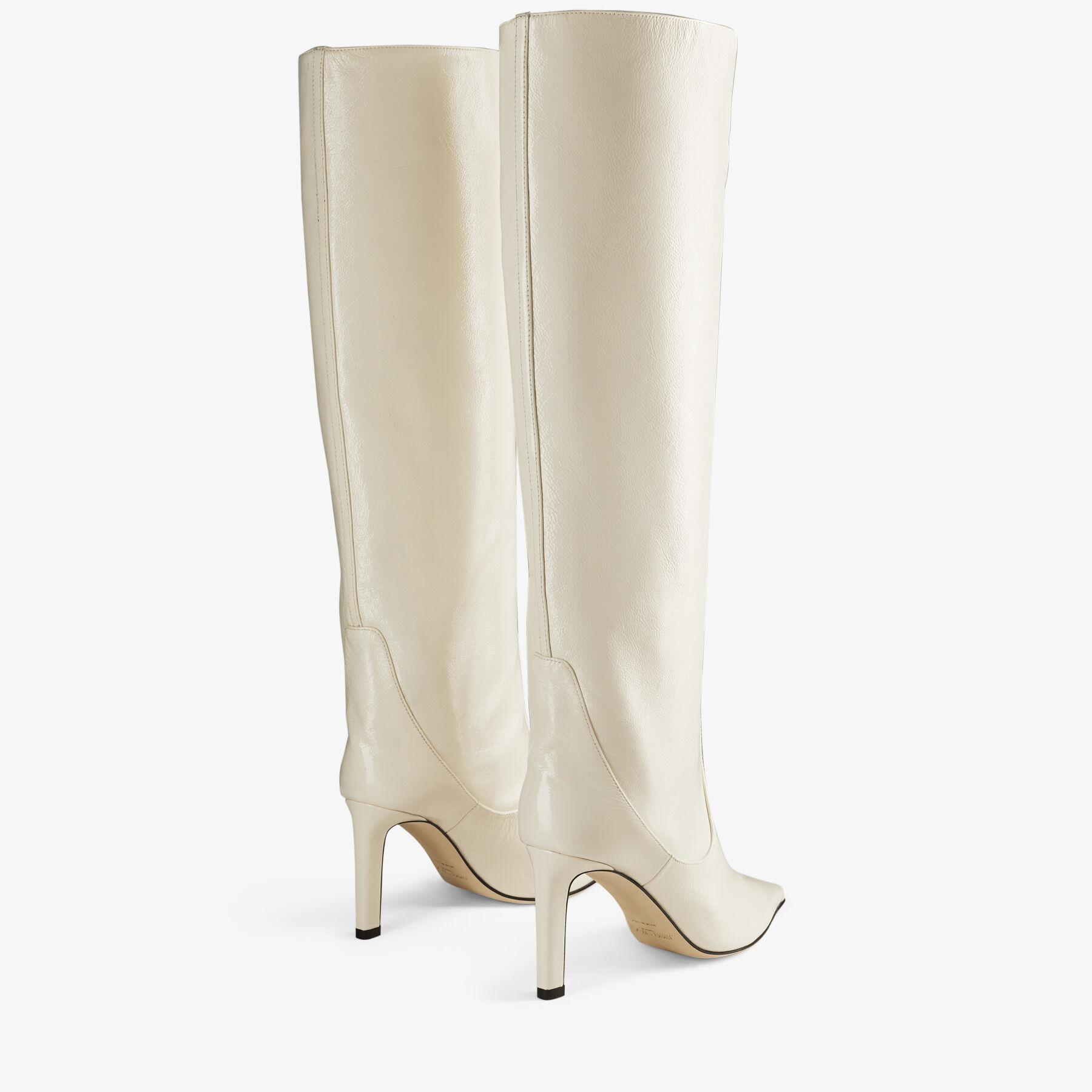 Latte Naplack Pointed Toe Knee-High Boots | Mavis 85 | Autumn/Winter ...