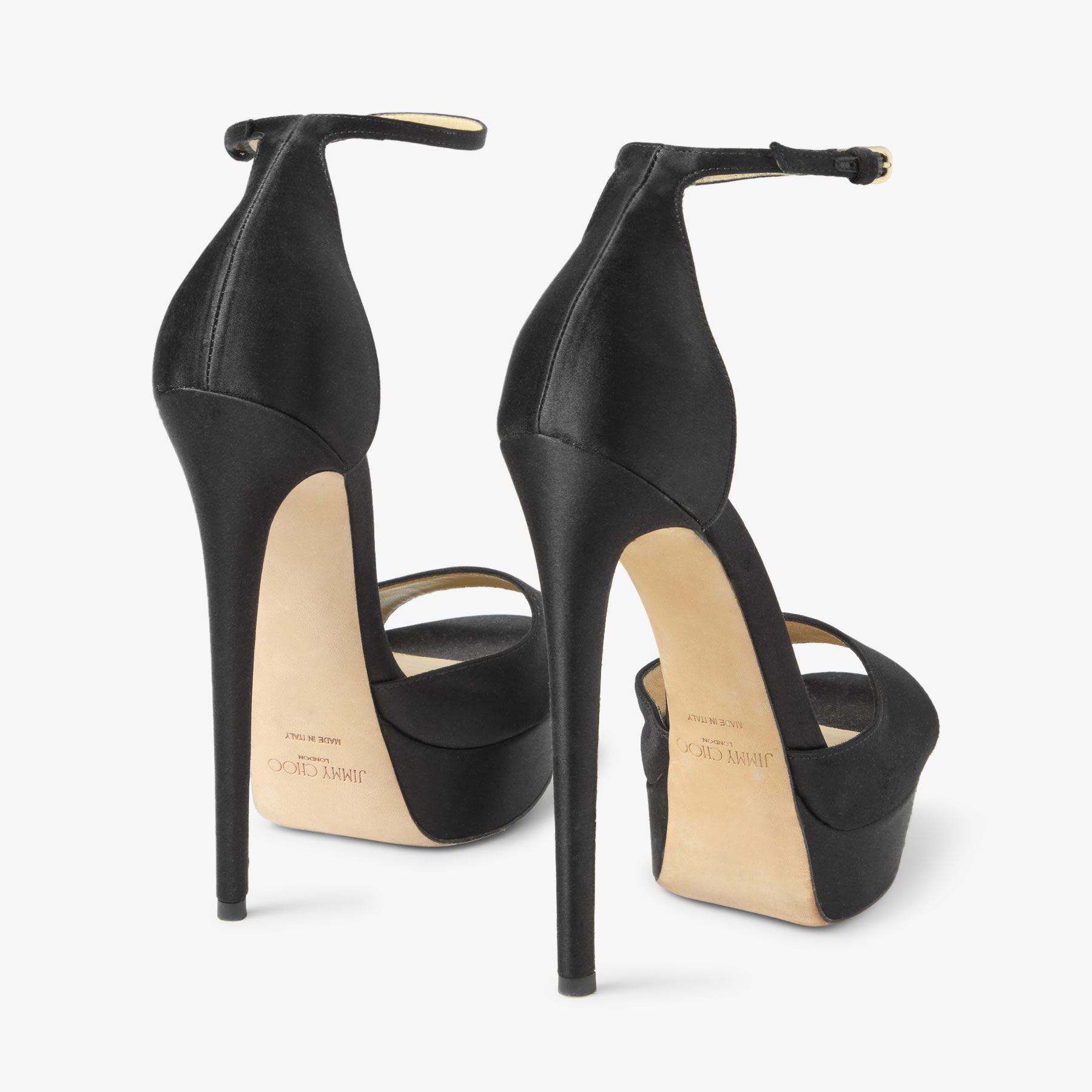 MAX 150 | Black Satin Sandal | JIMMY CHOO