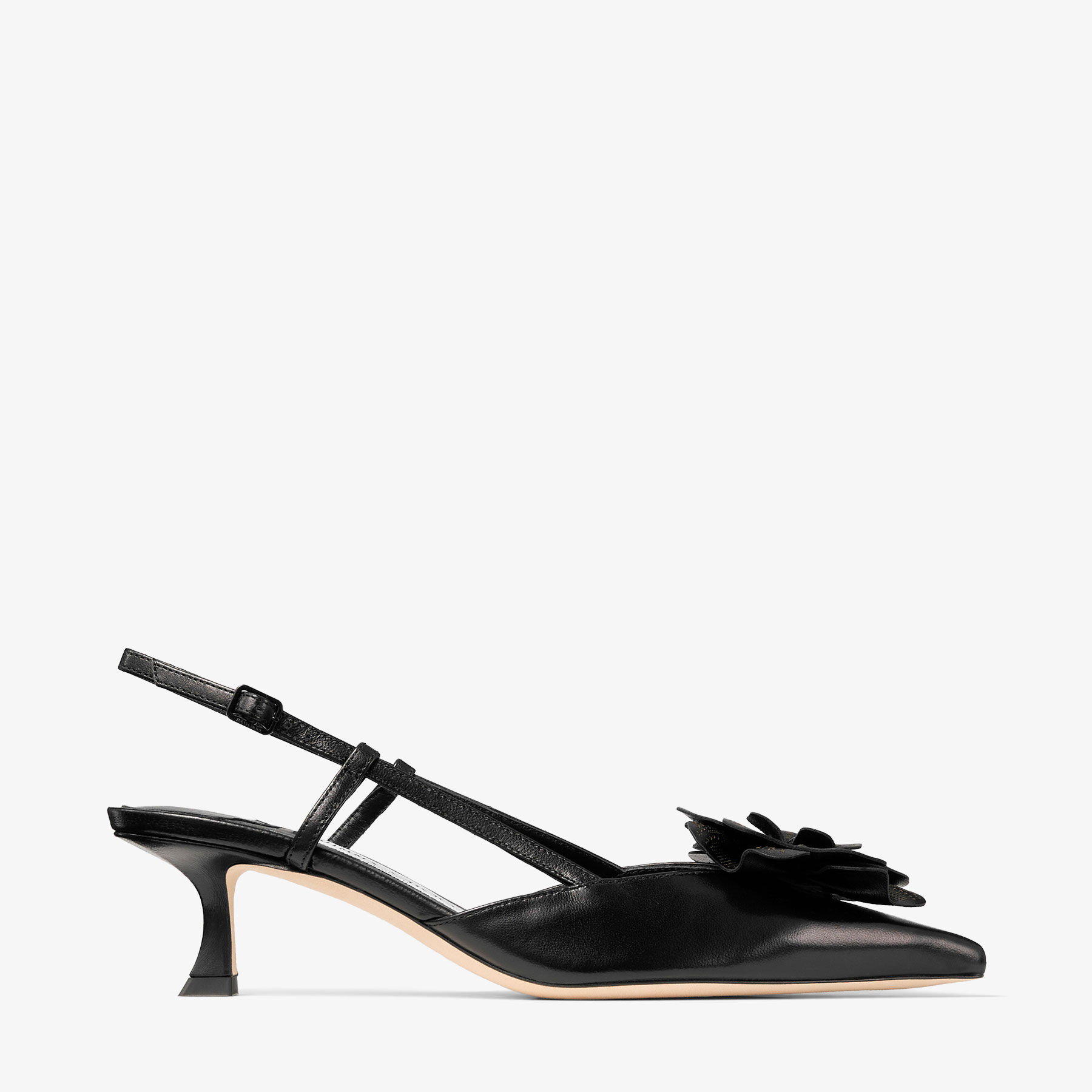 mimi　黒 Mimmi Sling Back 50 | Black Shiny Nappa Leather Slingbacks with