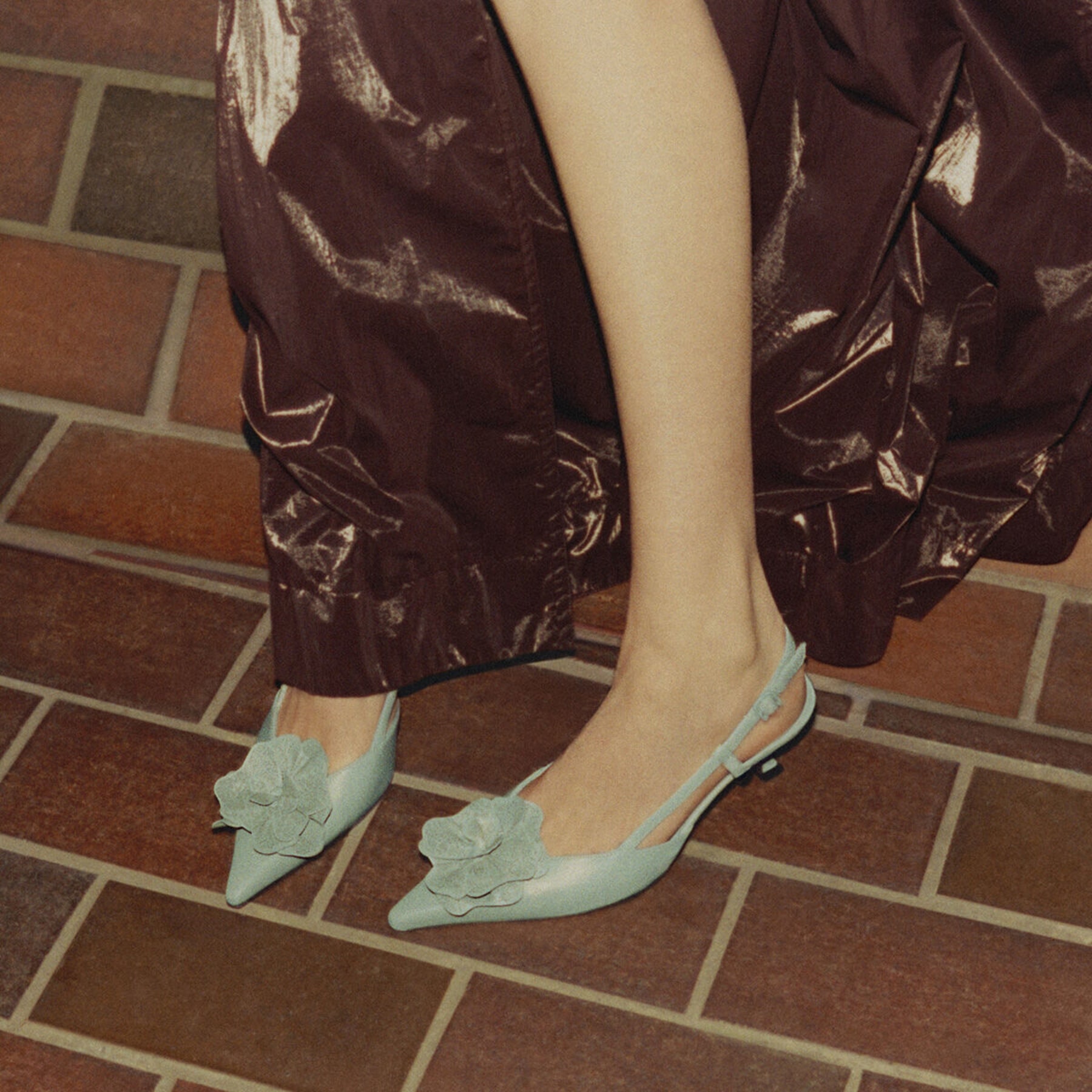 Mimmi Sling Back 50 | Verde Shiny Nappa Leather Slingbacks with