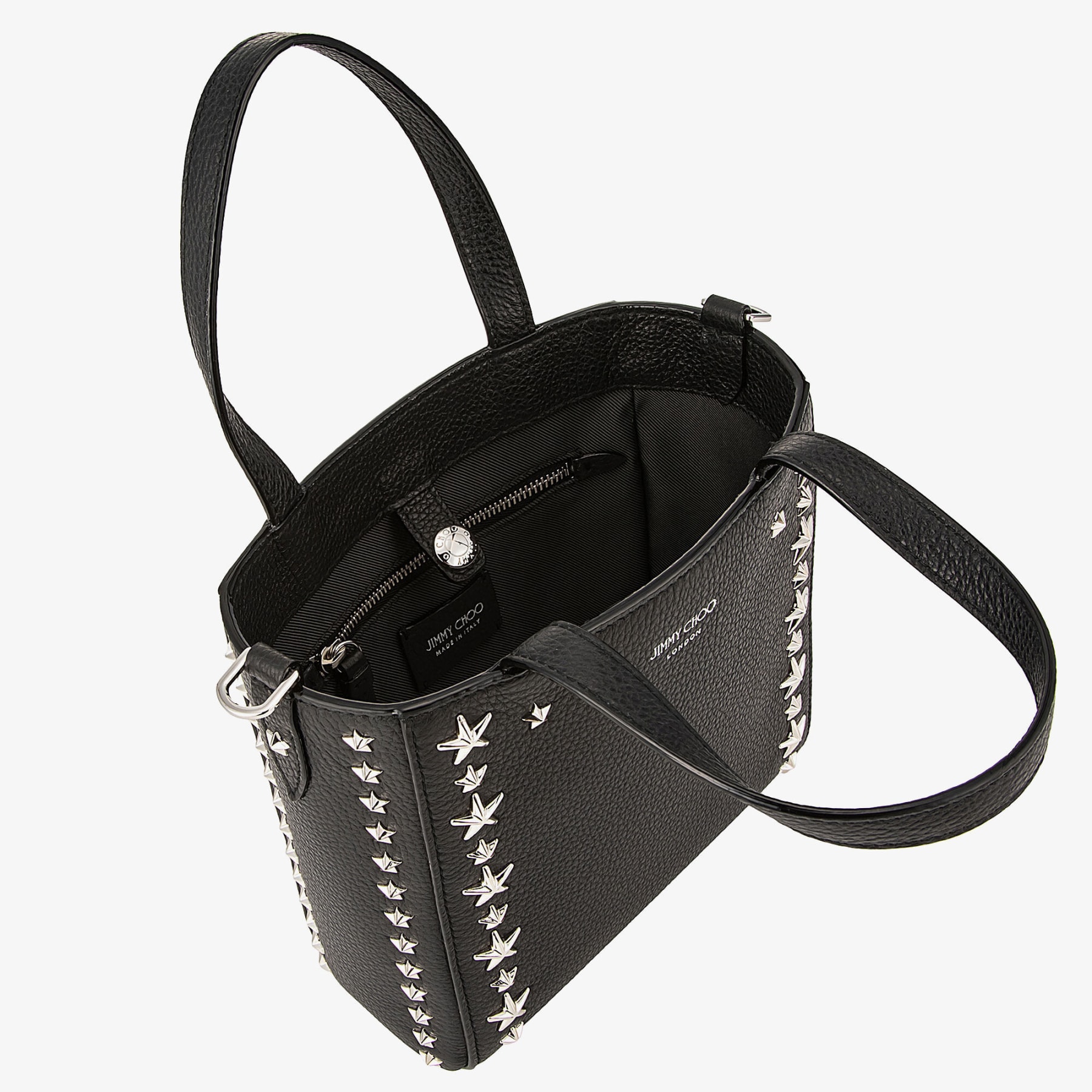 Black Soft Grainy Calf Leather Mini Tote Bag with Stars | MINI 