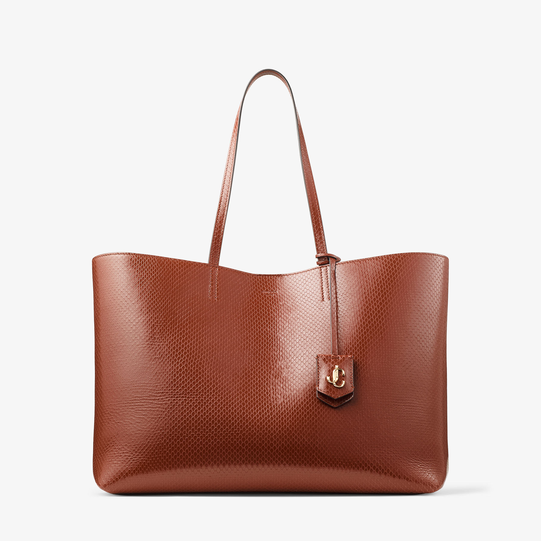 Nine2Five East-West | Cognac Elaphe Printed Leather Tote Handbag