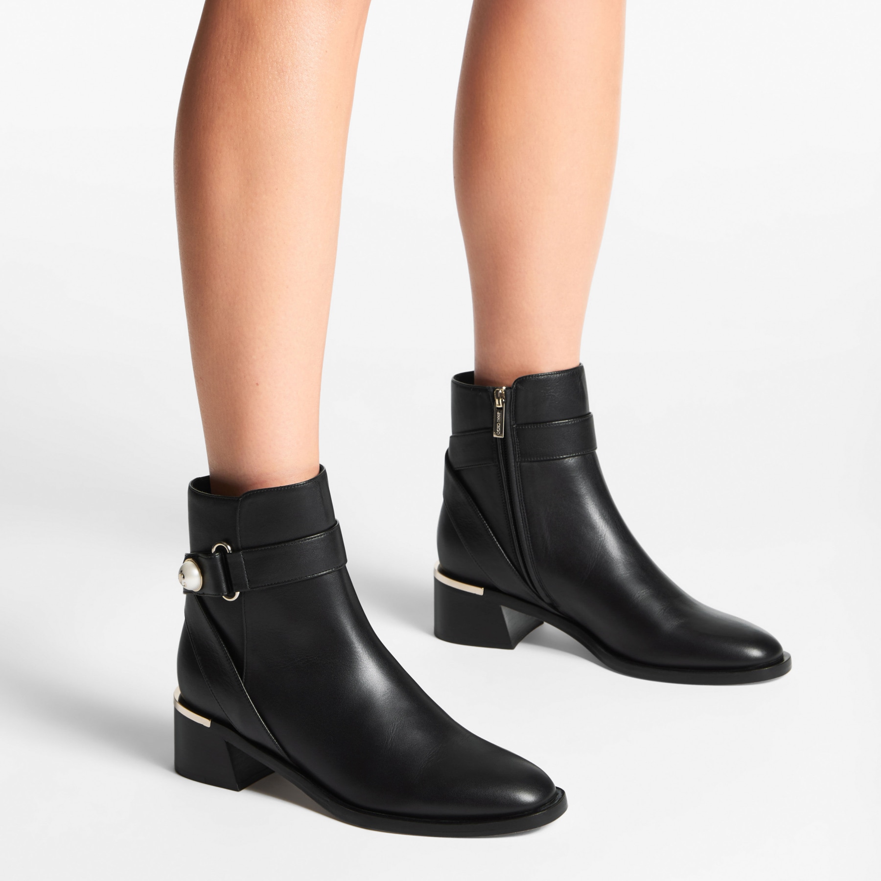 39 JIMMY CHOO レースアップ ショートブーツ　黒 25.5 Noor 45 | Black Leather Boot | JIMMY CHOO