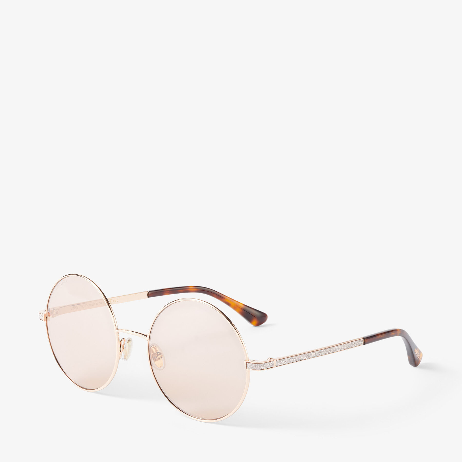 Nude and Copper Gold Havana Round-Frame Sunglasses | ORIANE/S 57 ...
