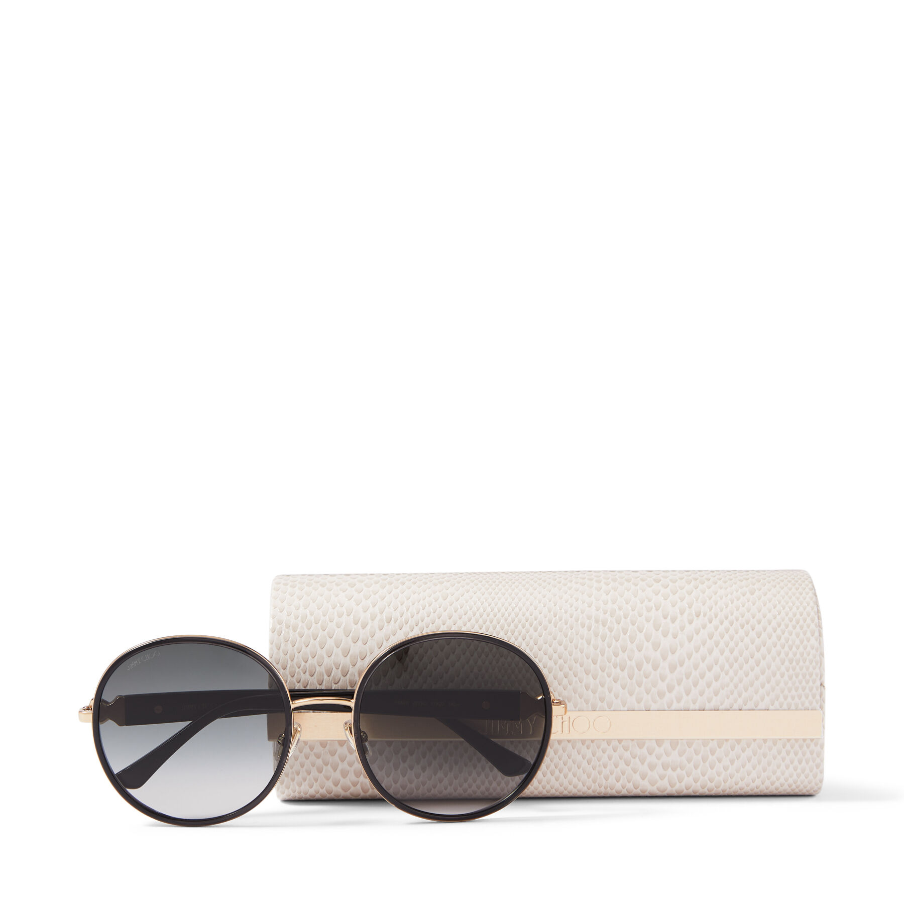 Black and Rose Gold RoundFrame Sunglasses with Swarovski Crystals