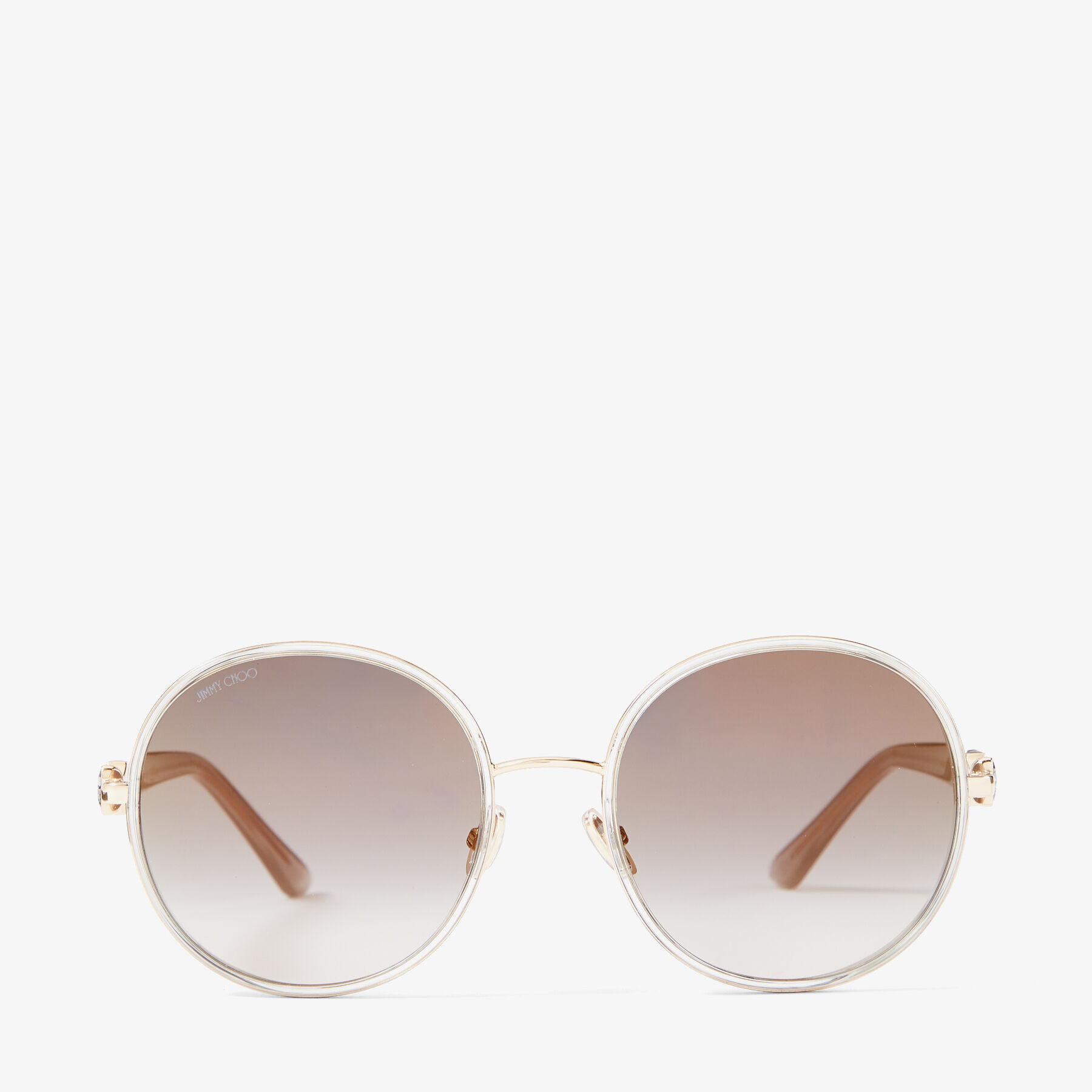 Rose Gold and Grey RoundFrame Sunglasses with Swarovski Crystals PAM