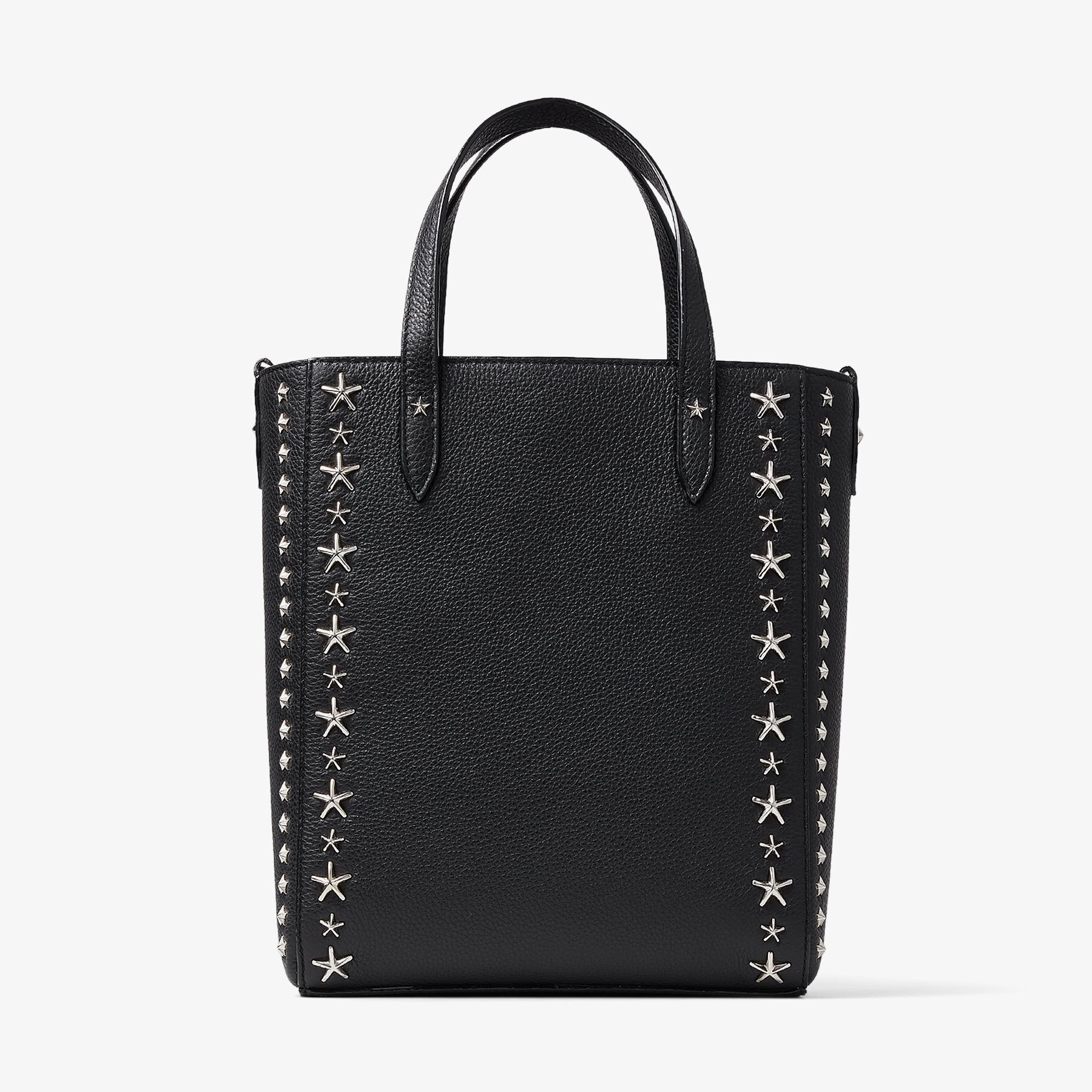 Black Soft Grainy Calf Leather Tote Bag with Stars | PEGASI N/S 