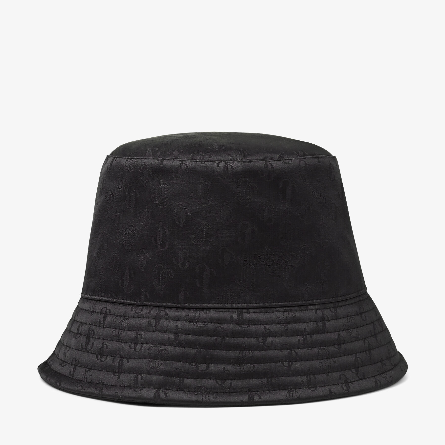 Black Cotton and Silk JC Monogram-Jacquard Bucket Hat | RENATA 
