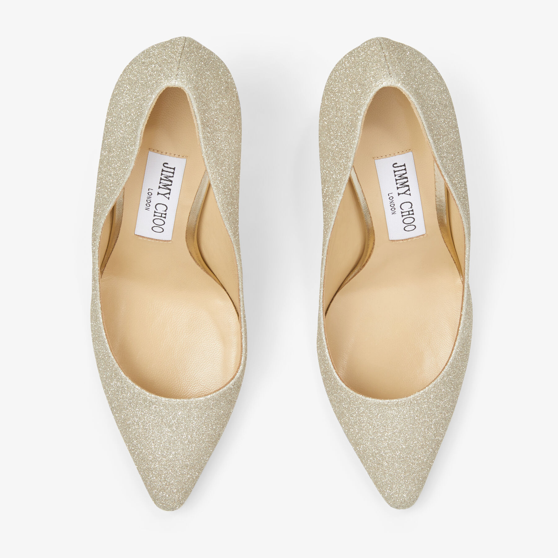 美品•希少　JIMMY CHOO パンプス　グリッター ROMY 85 Champagne Coarse Glitter Fabric Pointy Toe Pump| ROMY 85