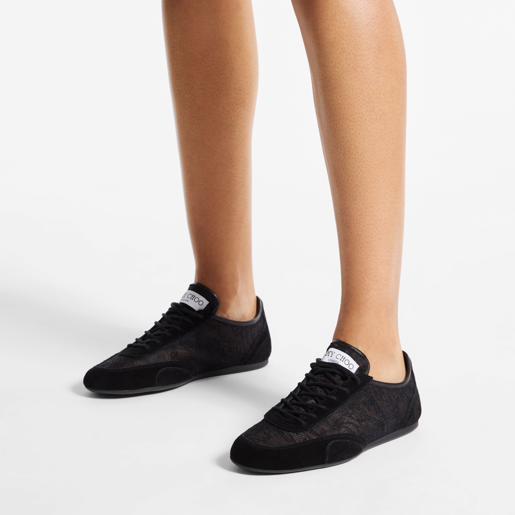 Sunny F | Black Leather Mix and Jimmy Choo Lace Low Top Trainers
