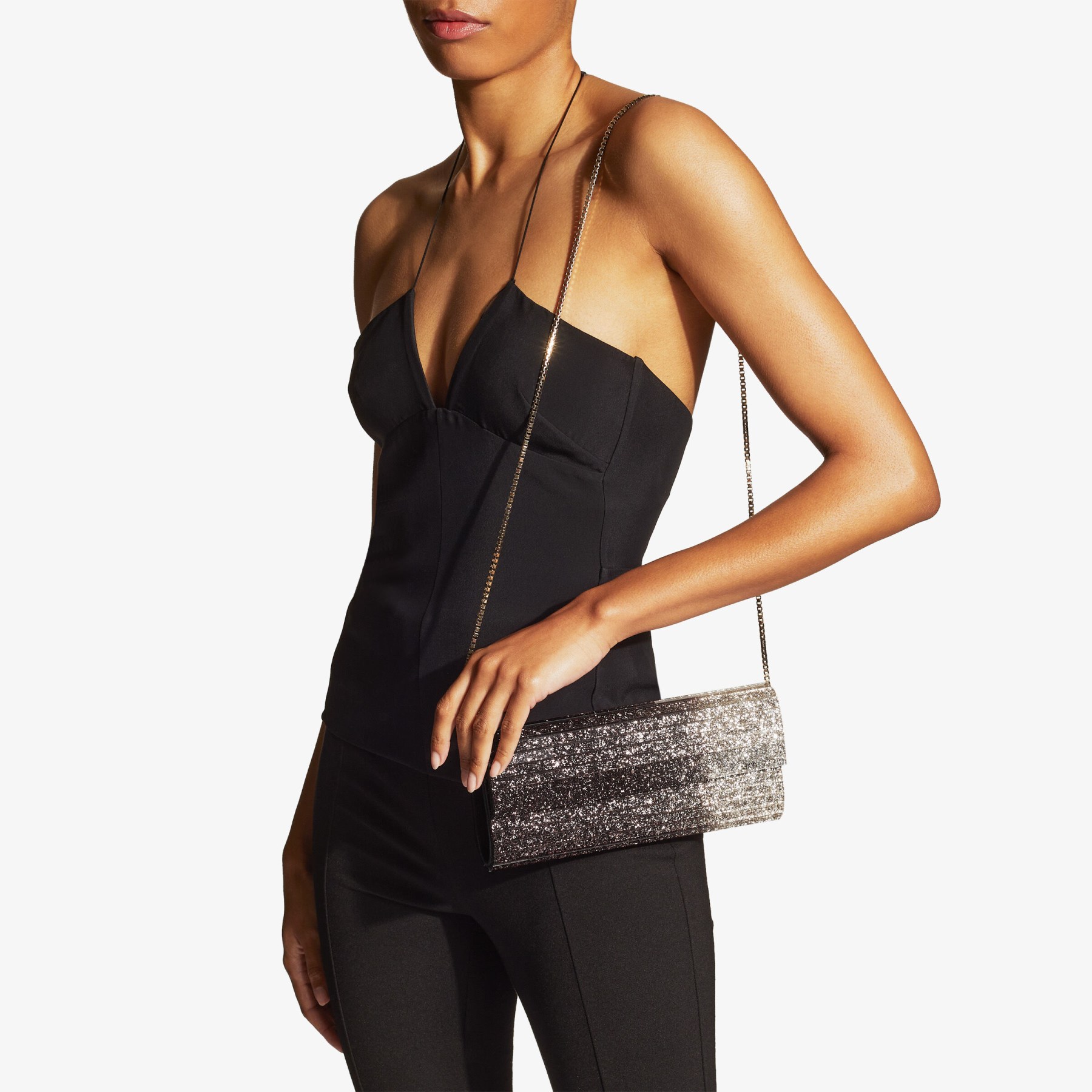 Black and Champagne Dégradé Glitter Acrylic Clutch Bag | Sweetie