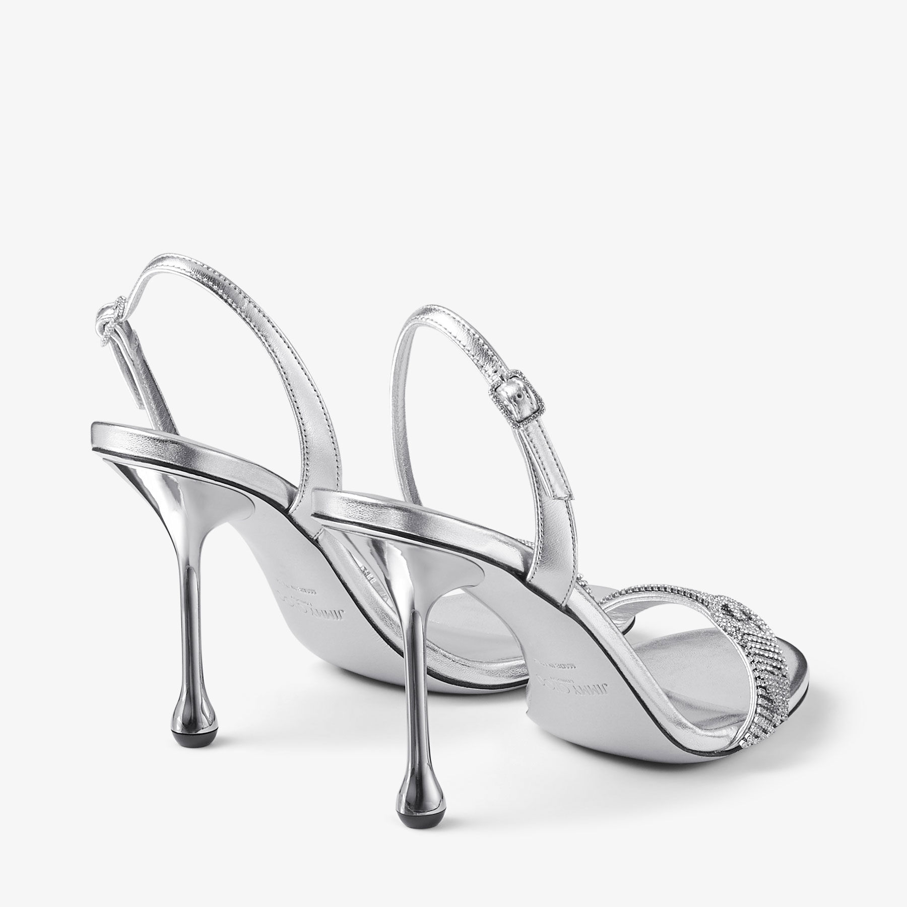 シルバー イントゥ様 Tabatha 95 | Silver Metallic Nappa Leather Sandals | JIMMY CHOO