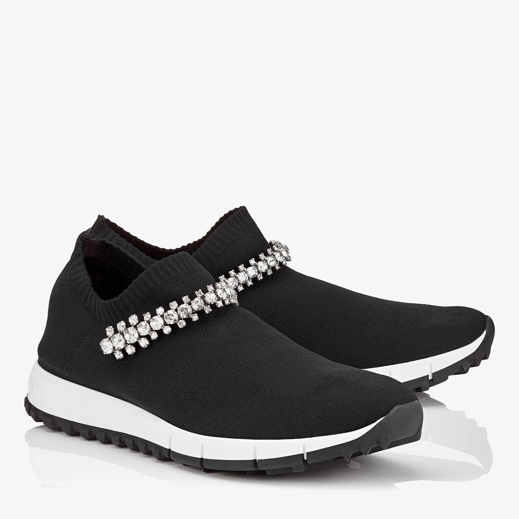 Black Knit Trainers with Crystal Detailing | VERONA | Cruise 19 