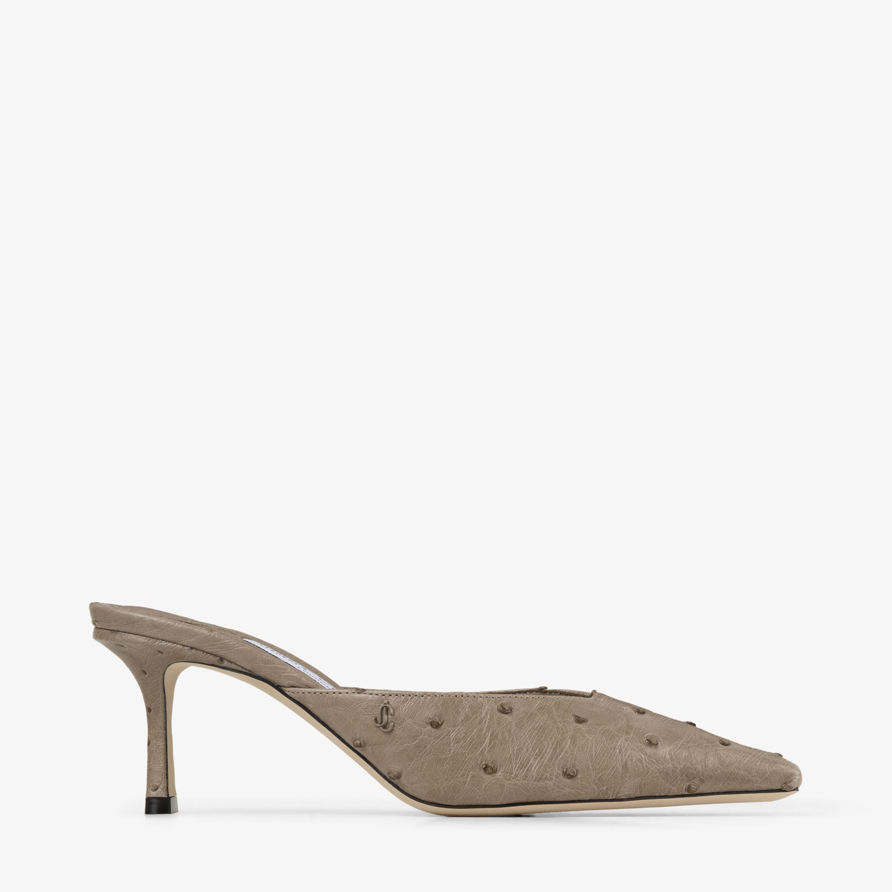 Vivi 65 | Taupe Ostrich Leather Mules | JIMMY CHOO CA