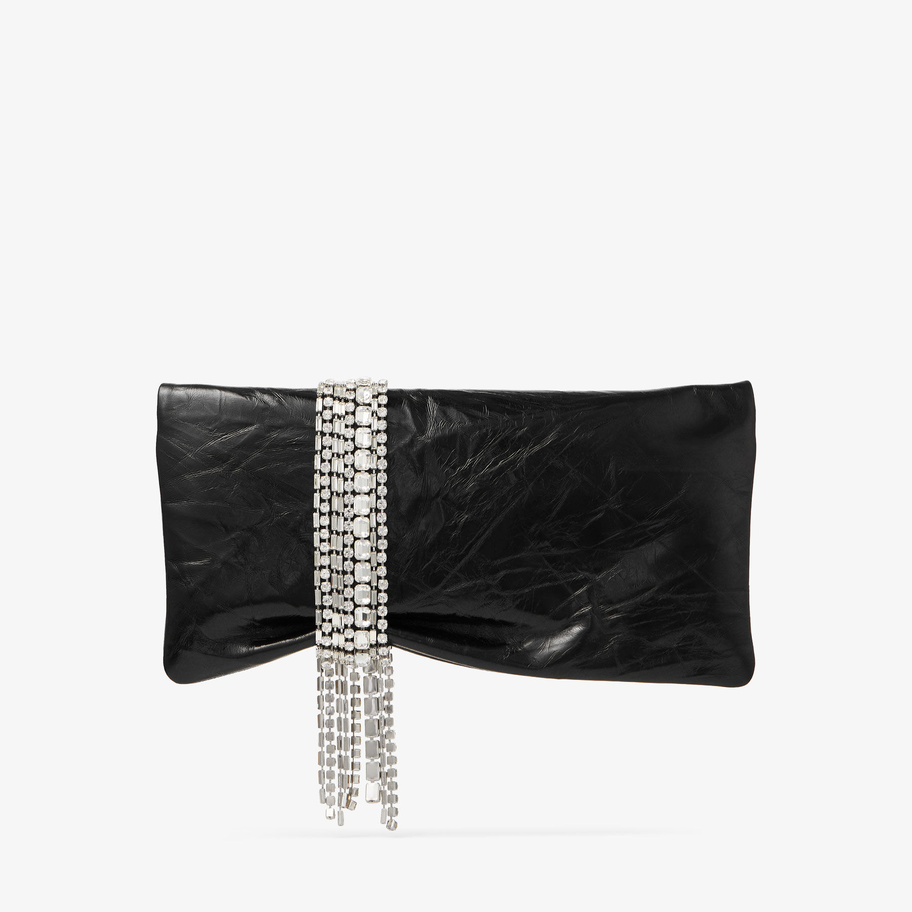JIMMY CHOO バック Bon Bon | Silver Satin Crystal Mesh Bag with Crystal Handle