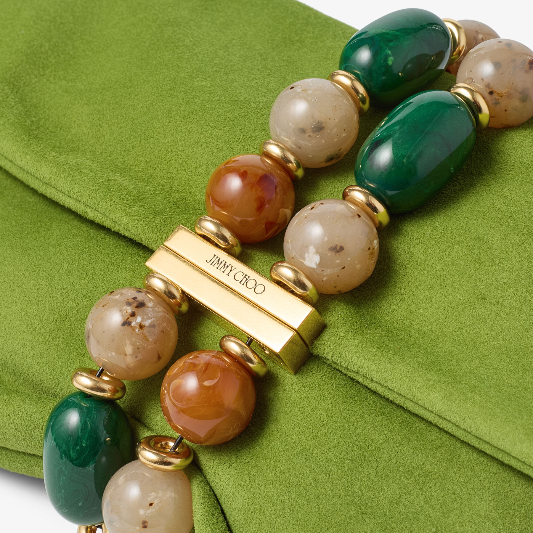 Zandra | Clover Suede Clutch Bag with Beaded Bracelet | JIMMY CHOO