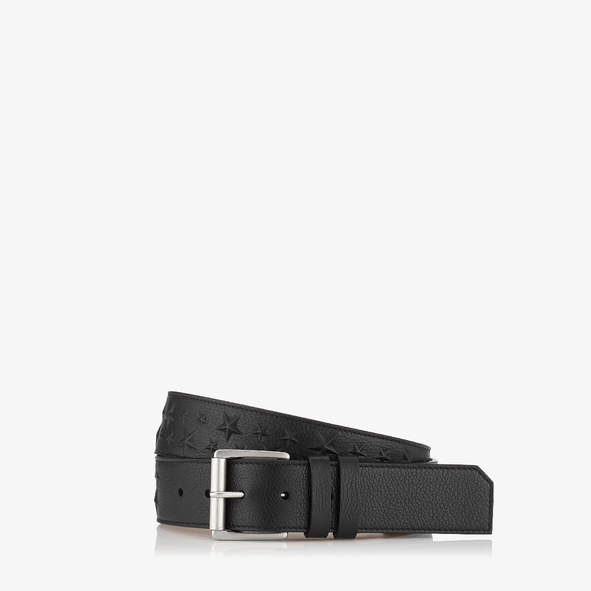 Designer Black Leather Belt with Embossed Stars | Archer