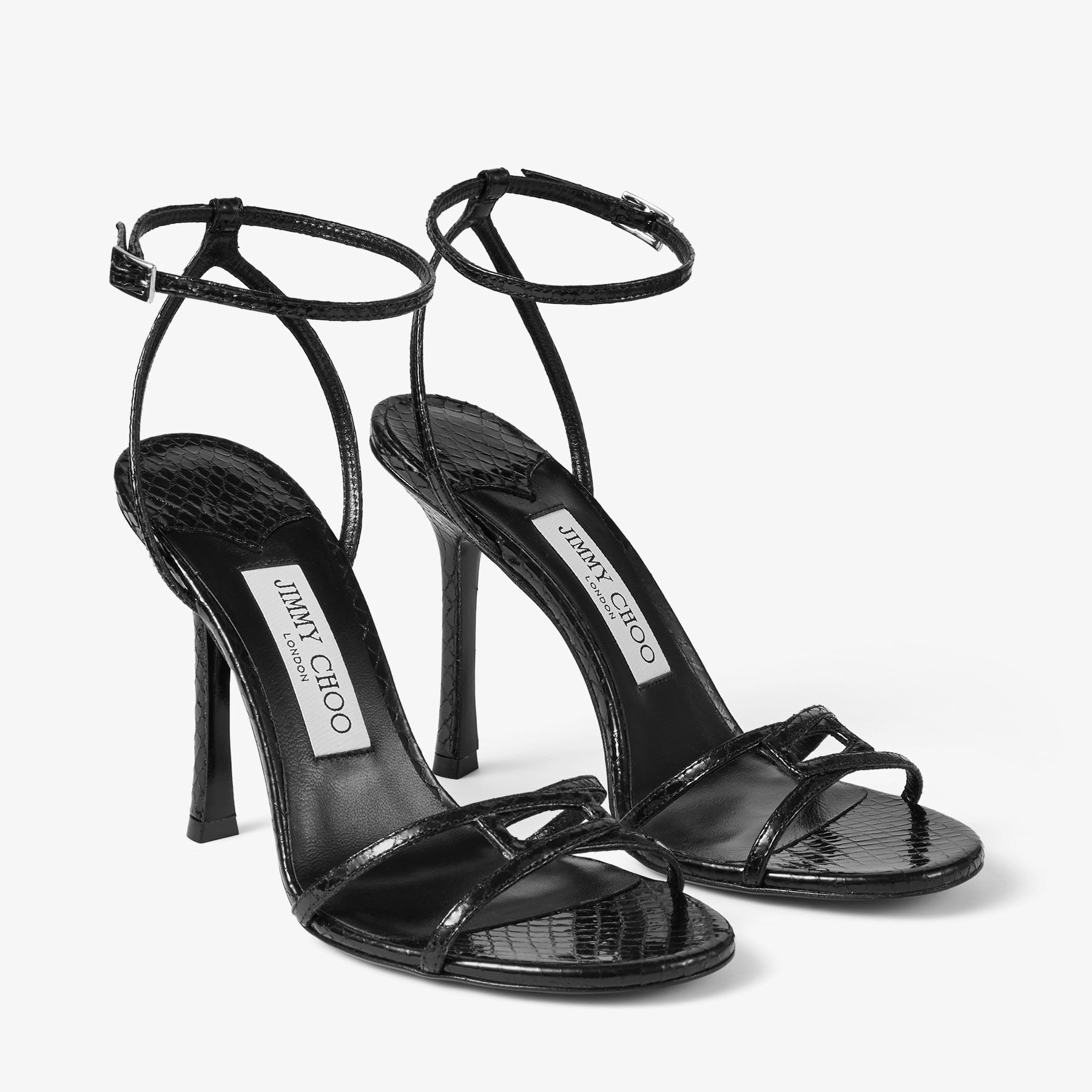 1998 Leo 100 |Black Candy Wrap Leather Sandal | JIMMY CHOO