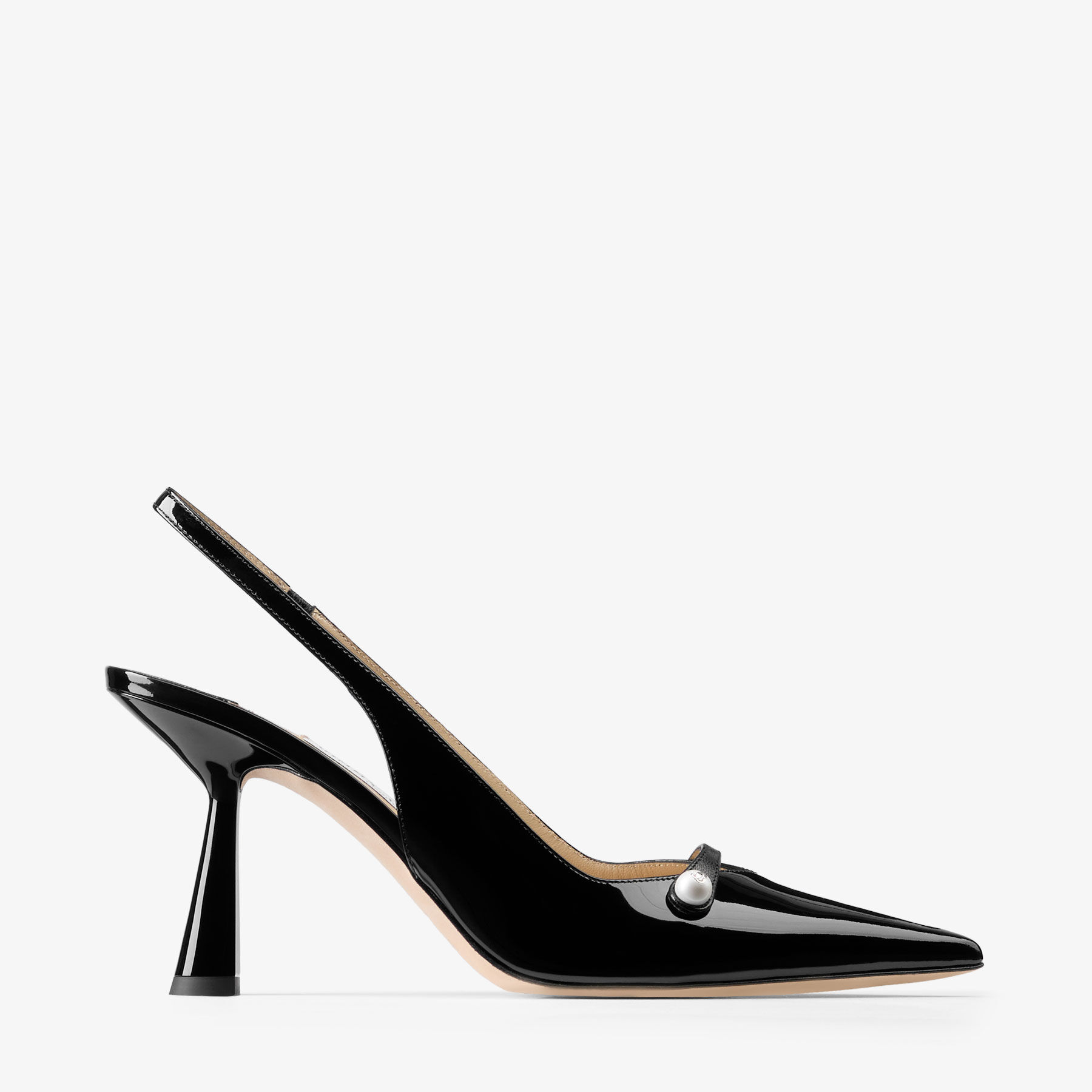 Amita 85 | Black Patent Nappa Leather Slingbacks | JIMMY CHOO