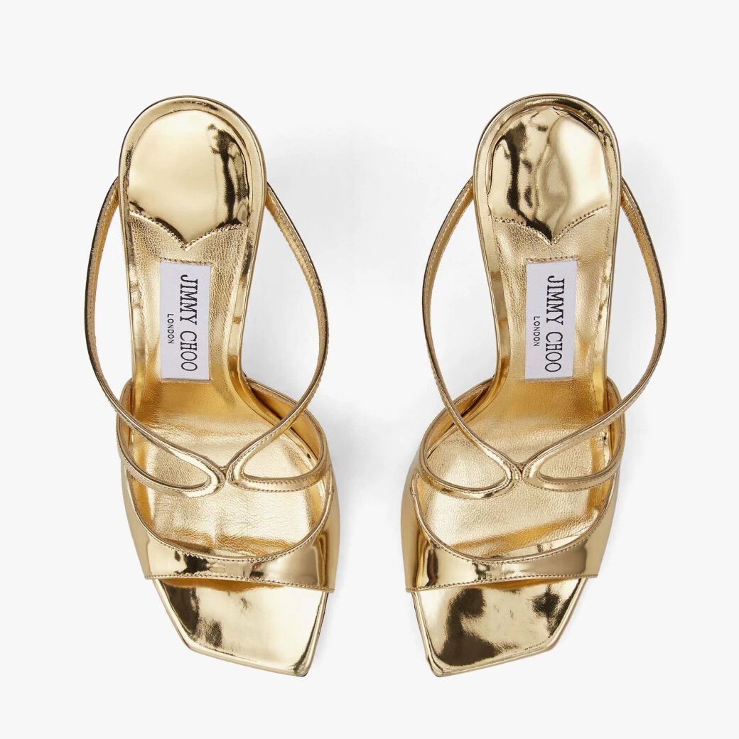 Gold Liquid Metal Leather Mules | ANISE 75 | Spring/Summer