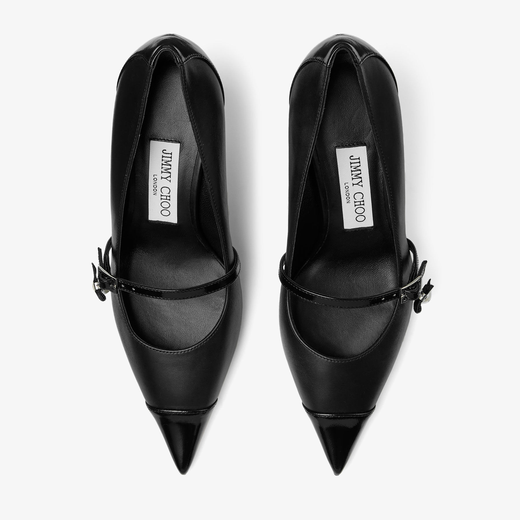 Aren Pump 65 | Black Panache Leather Pumps with Pearl Charm