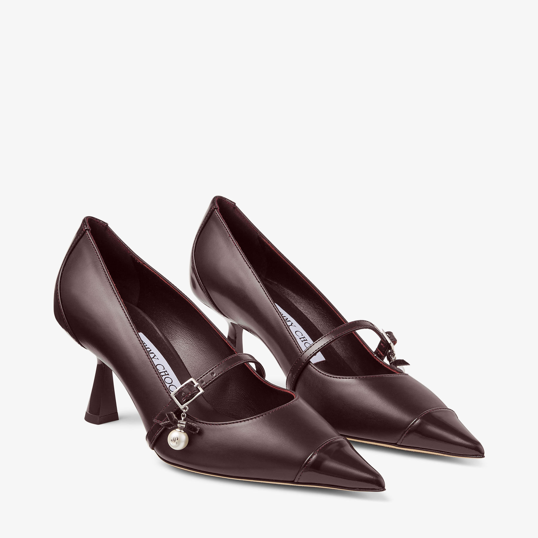 Aren Pump 65 | Deep Merlot Panache Pumps with Pearl Charm | JIMMY CHOO