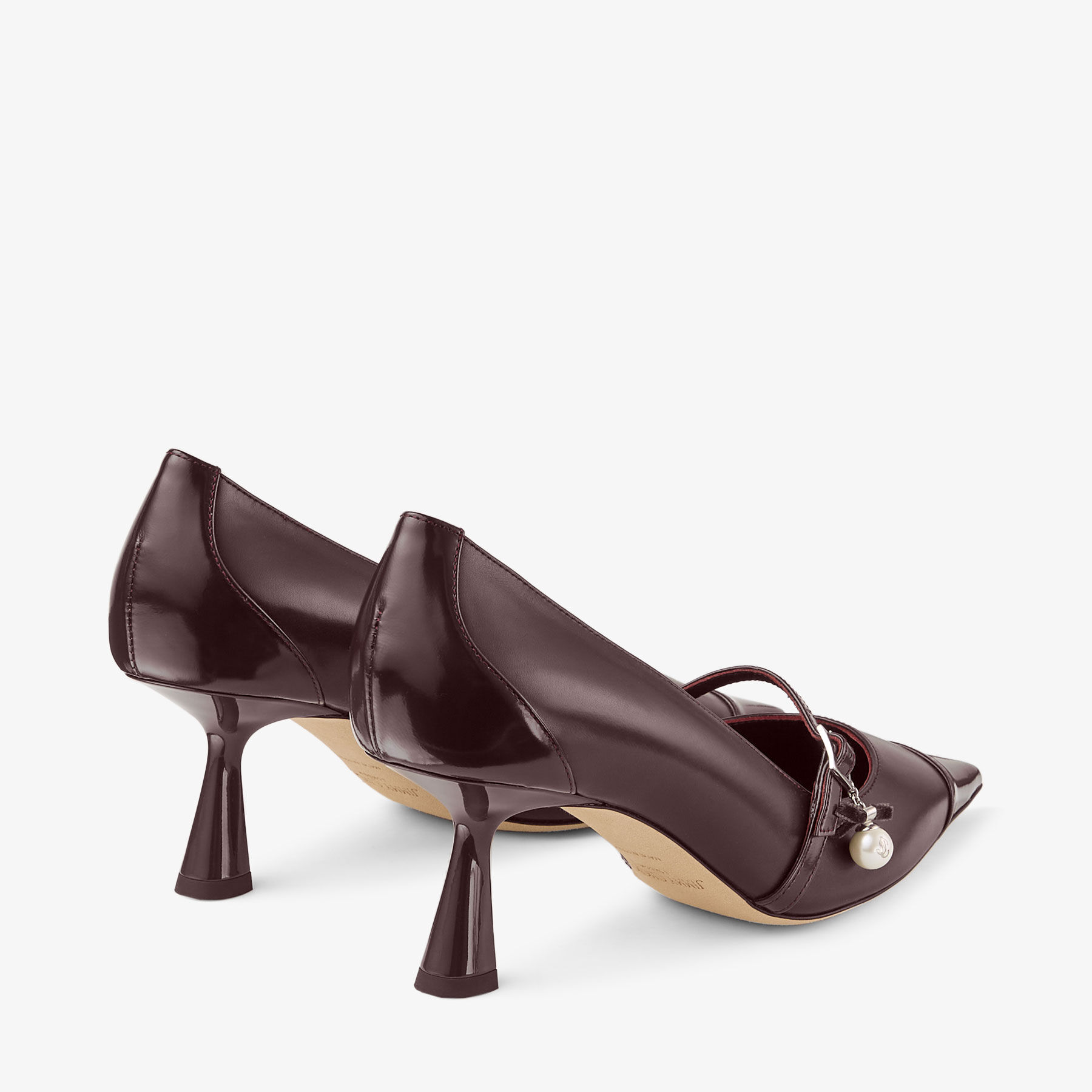 Aren Pump 65 | Deep Merlot Panache Pumps with Pearl Charm | JIMMY CHOO