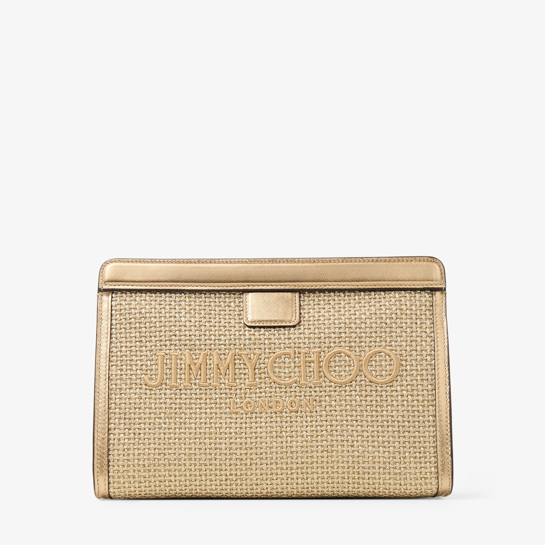 Avenue Pouch | Gold and Dark Cappuccino Metallic Embroidered