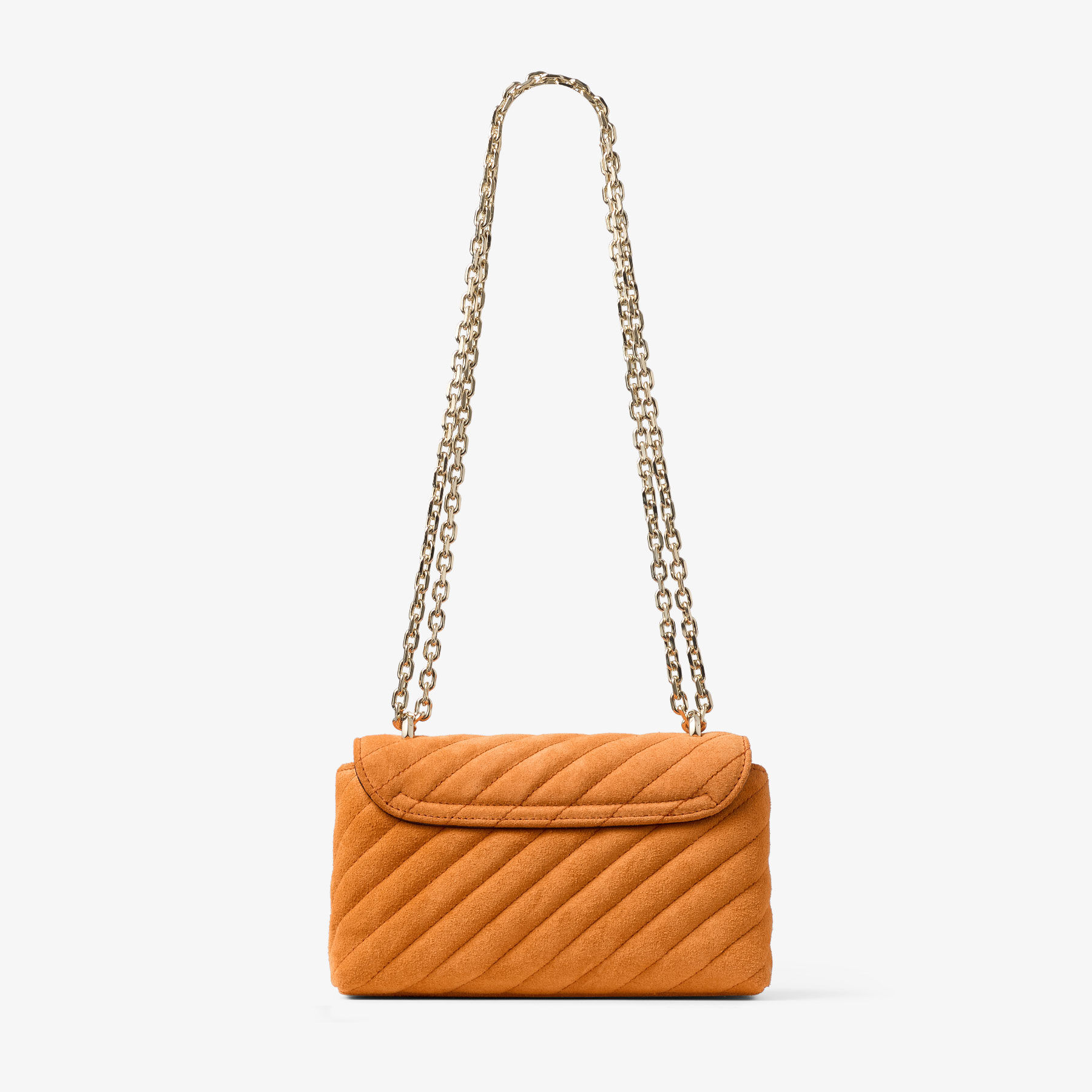 Curve Crossbody Small | Sunset Orange Quilted Suede Crossbody Bag