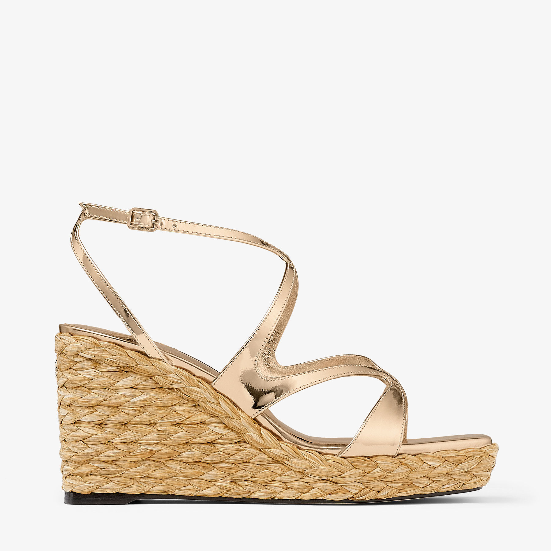 Ayla 85|Gold Metallic Leather Wedge| JIMMY CHOO