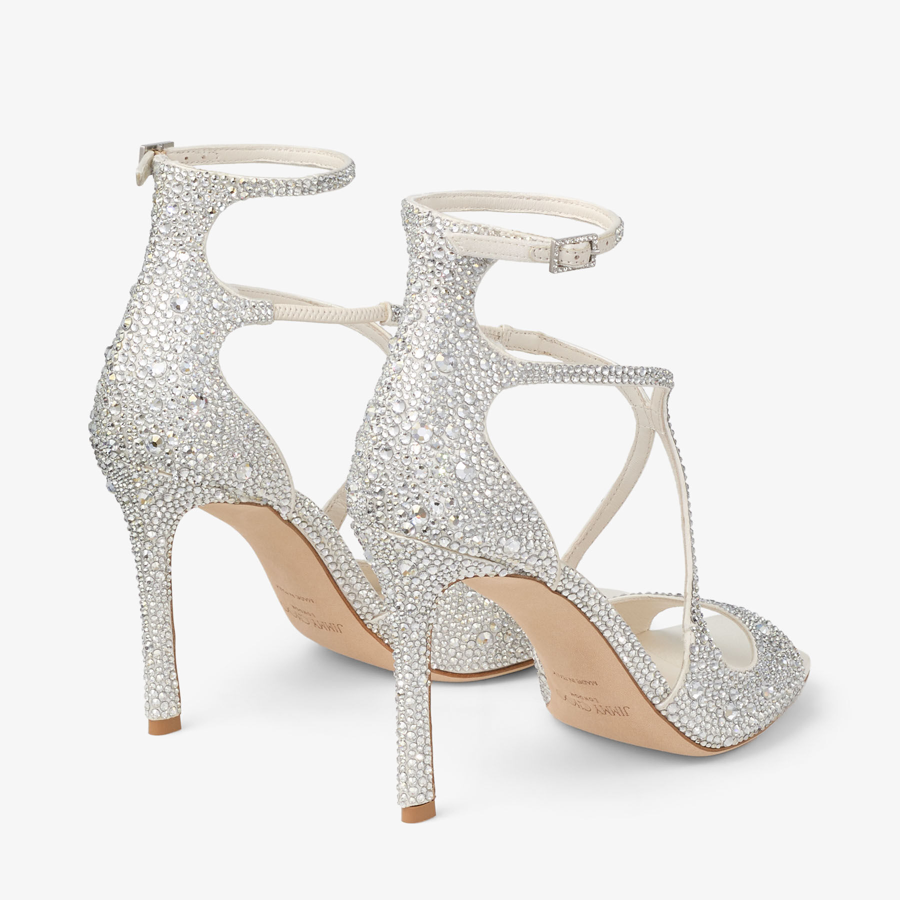 Azia 95 | Ivory Satin Pumps with Crystal Embellishment | JIMMY CHOO
