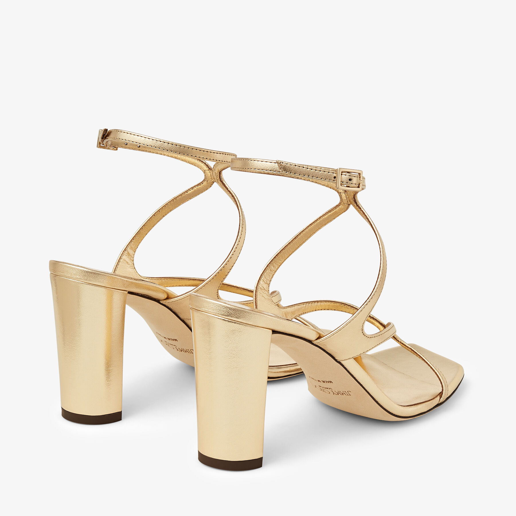 Azie 85 | Gold Metallic Nappa Leather Sandals | JIMMY CHOO