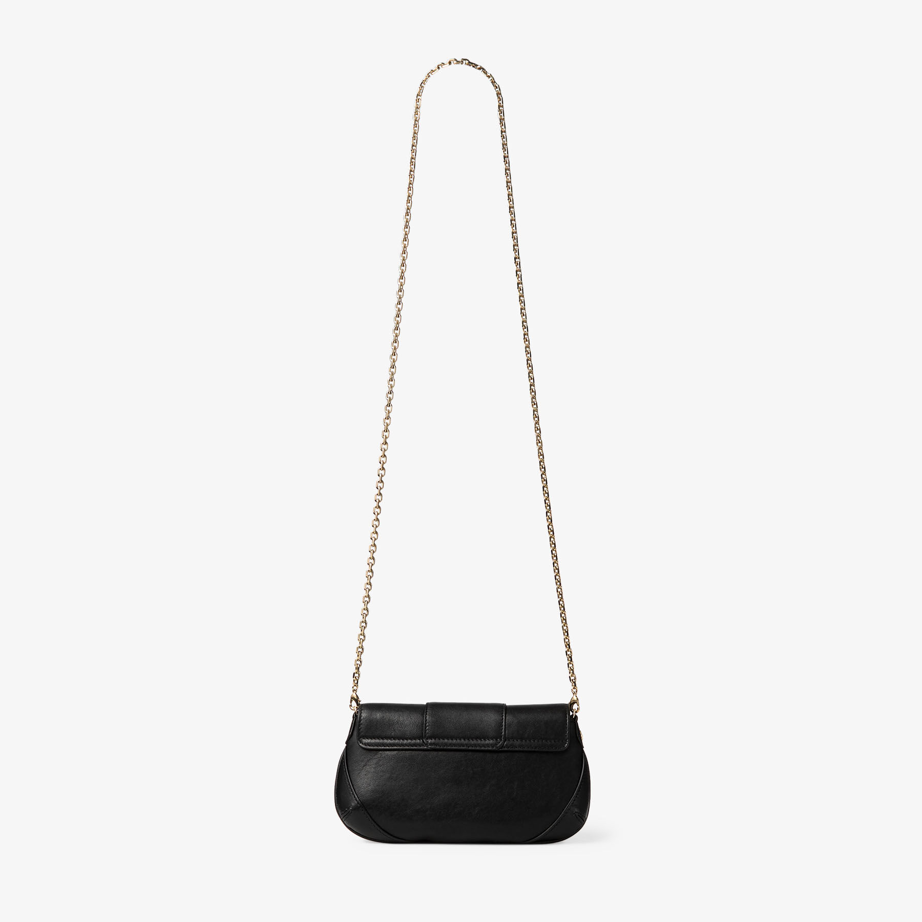 JIMMY CHOO ブラックレザーショルダーバッグ Bar Wallet With Chain | Black Biker Leather Shoulder Bag | JIMMY CHOO