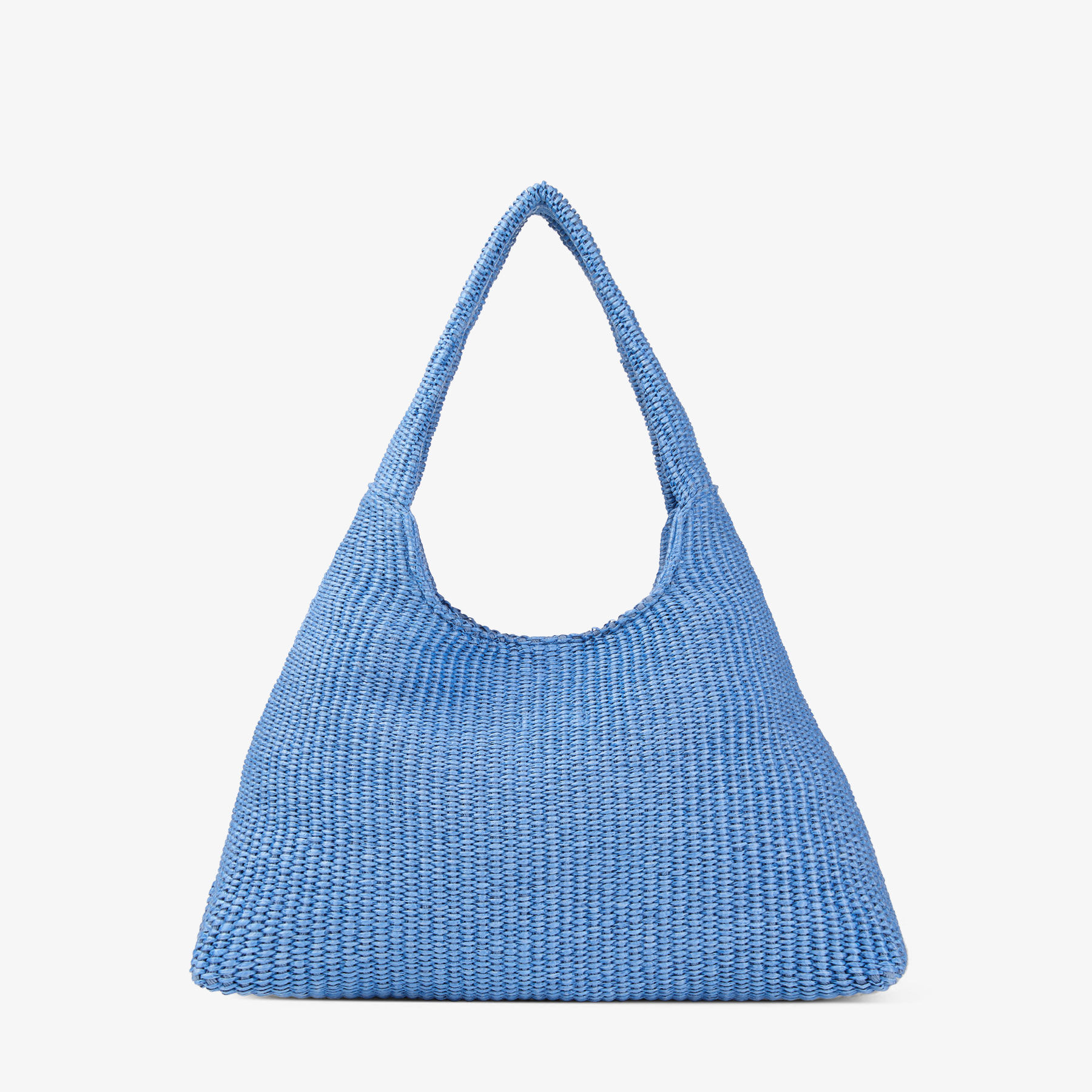 Beach Diamond Hobo Large | Ocean Blue and Ecru Raffia Shoulder Bag