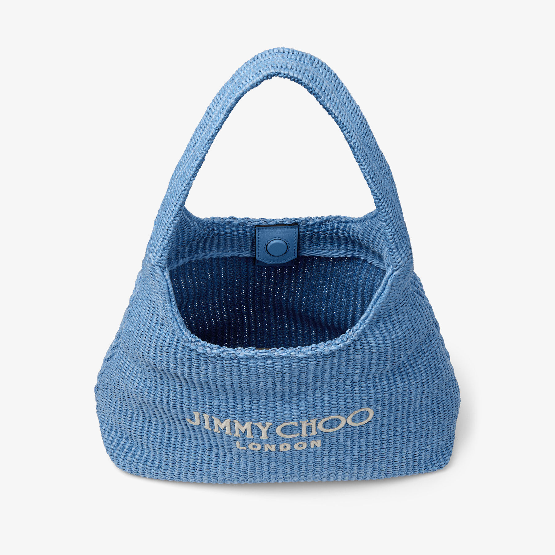 Beach Diamond Hobo Large | Ocean Blue and Ecru Raffia Shoulder Bag