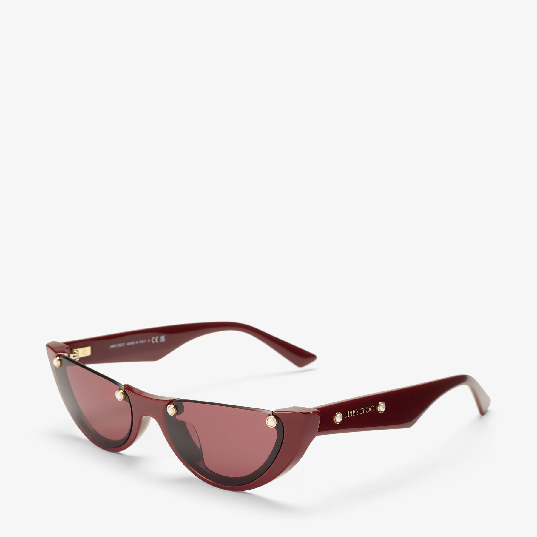 Jimmy Choo Oversized Red Cat-Eye Sunglasses with Dark Lenses Beth | Cranberry Cat Eye Sunglasses | JIMMY CHOO main image 4