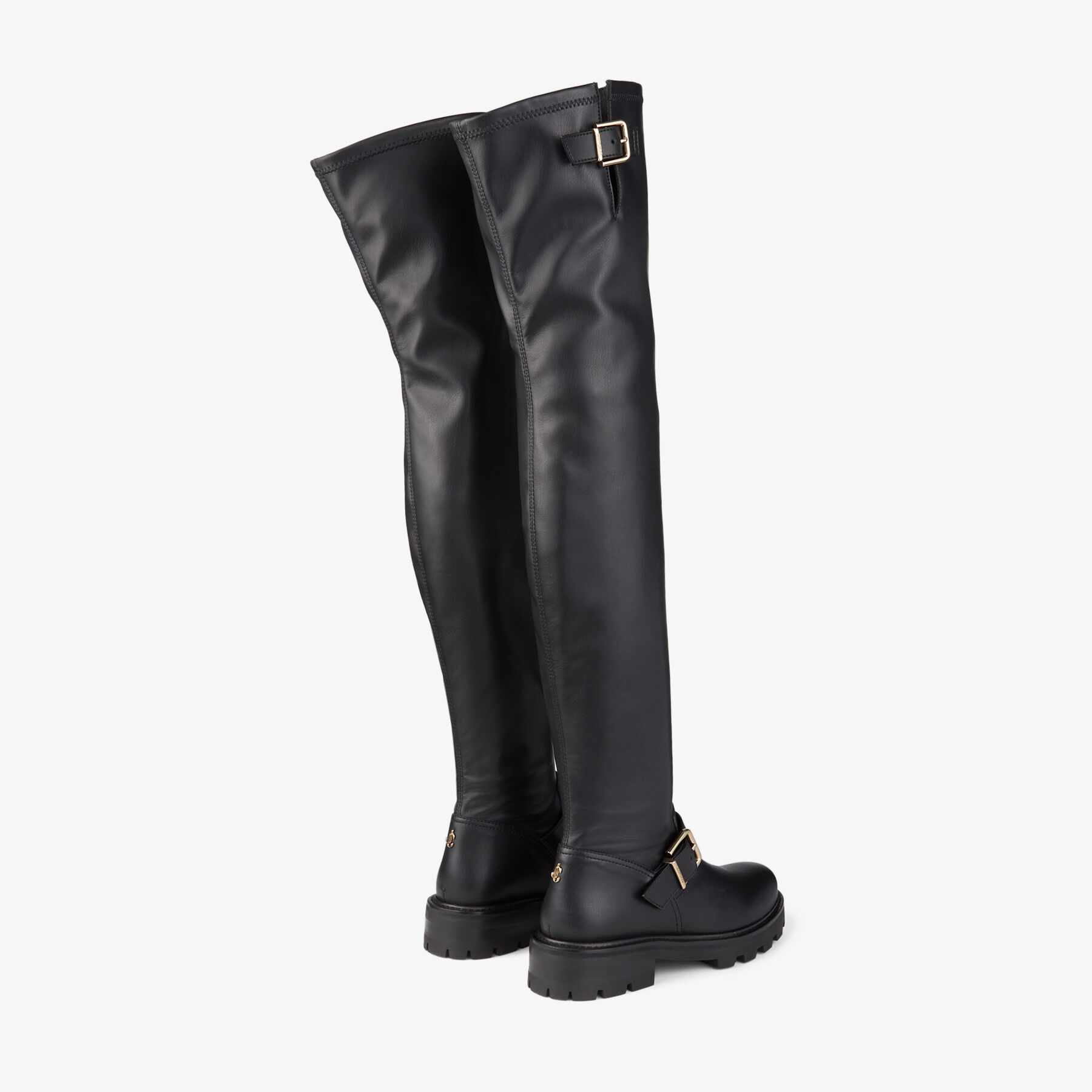 おすすめ Fabric Bonded Stretch Black Knee-High II BIKER | Boots Biker その他