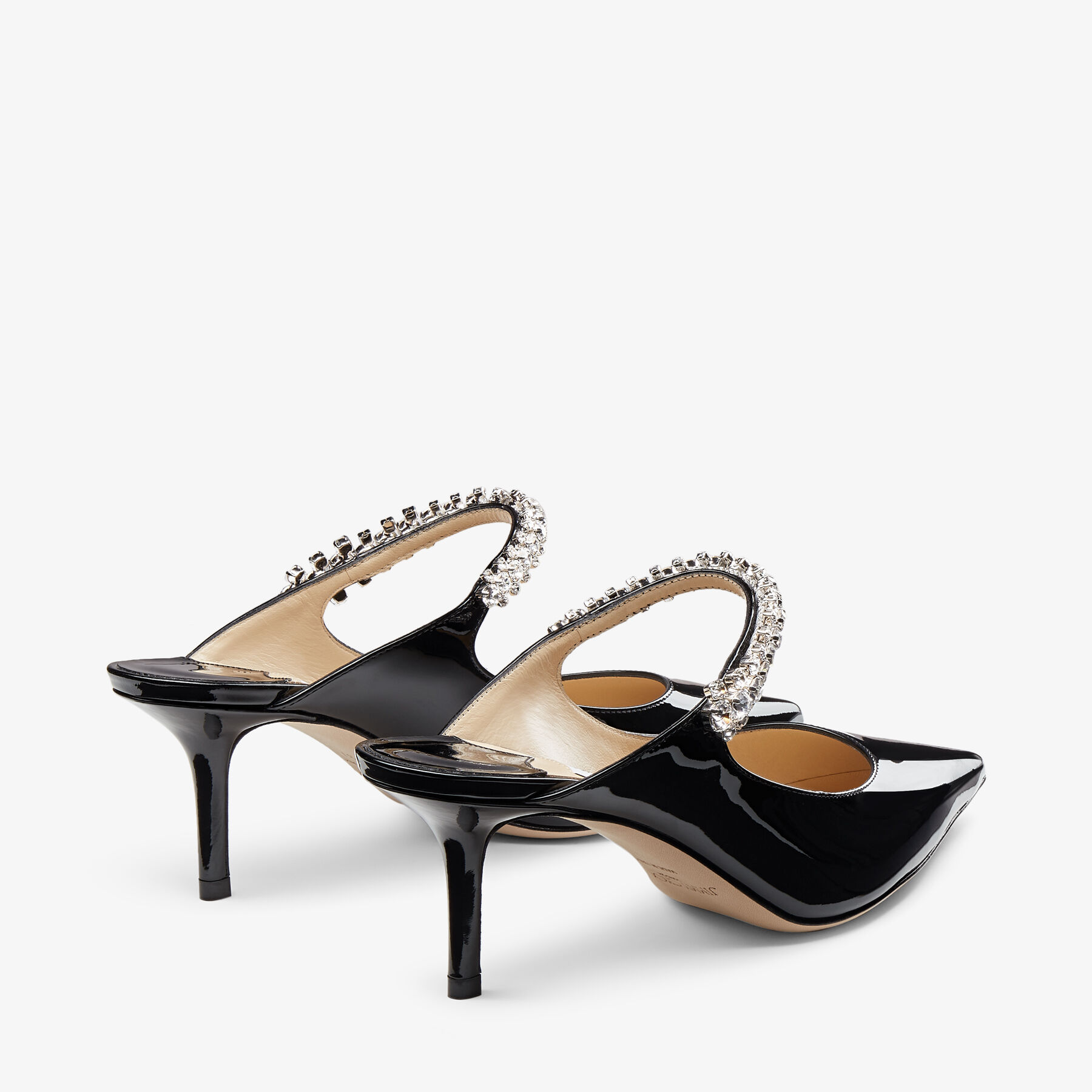 Bing 65 | Black Patent Leather Mules with Crystal Strap | JIMMY CHOO