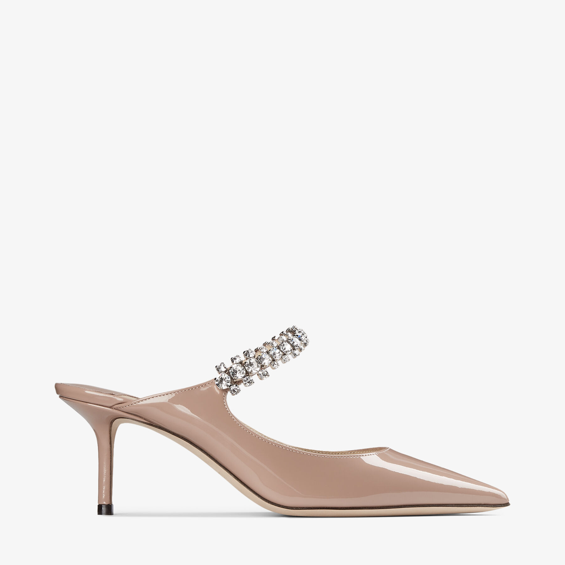 Bing 65 | Ballet Pink Patent Leather Mules with Crystal Strap