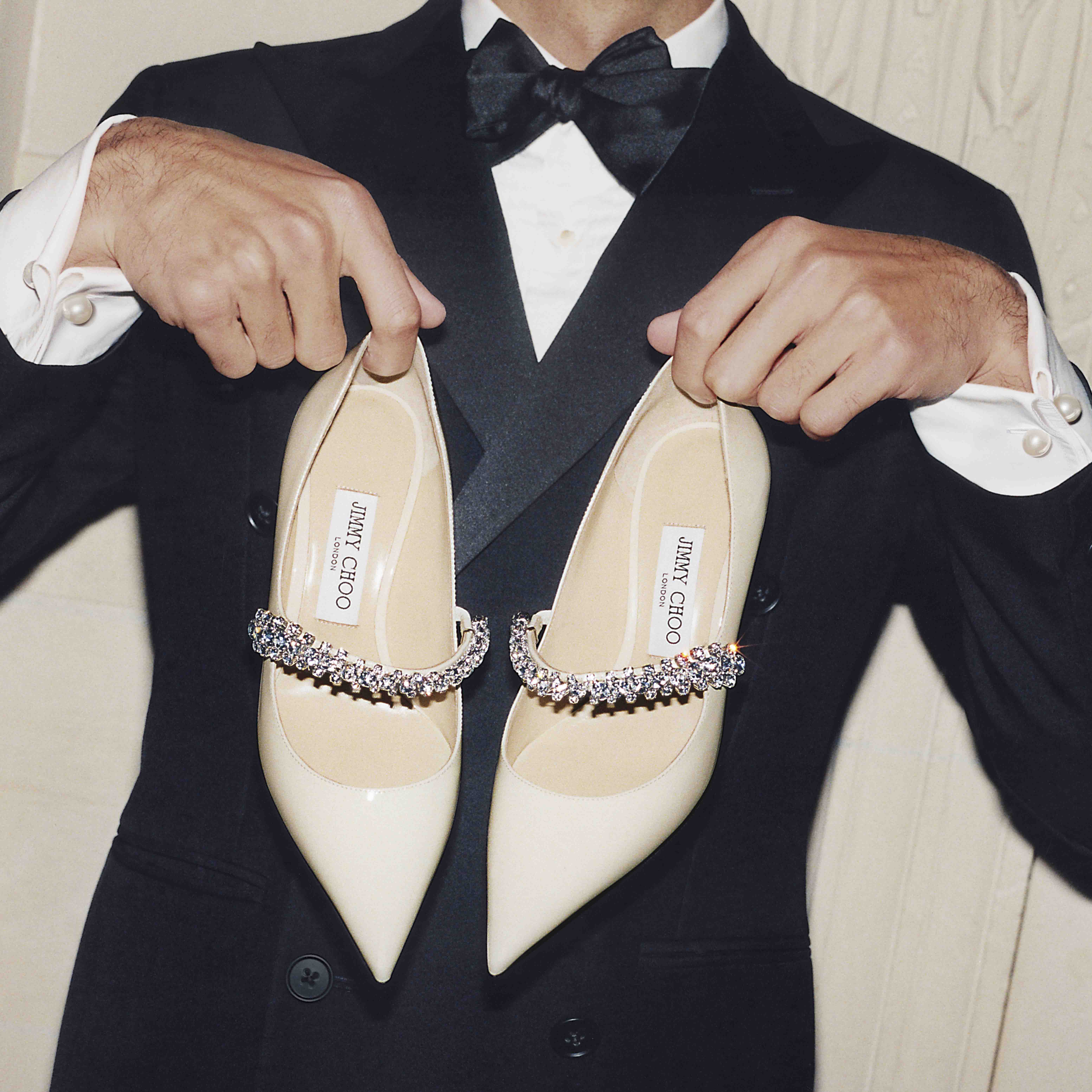 Bing Pump 65 | Linen Patent Leather Pumps with Crystals