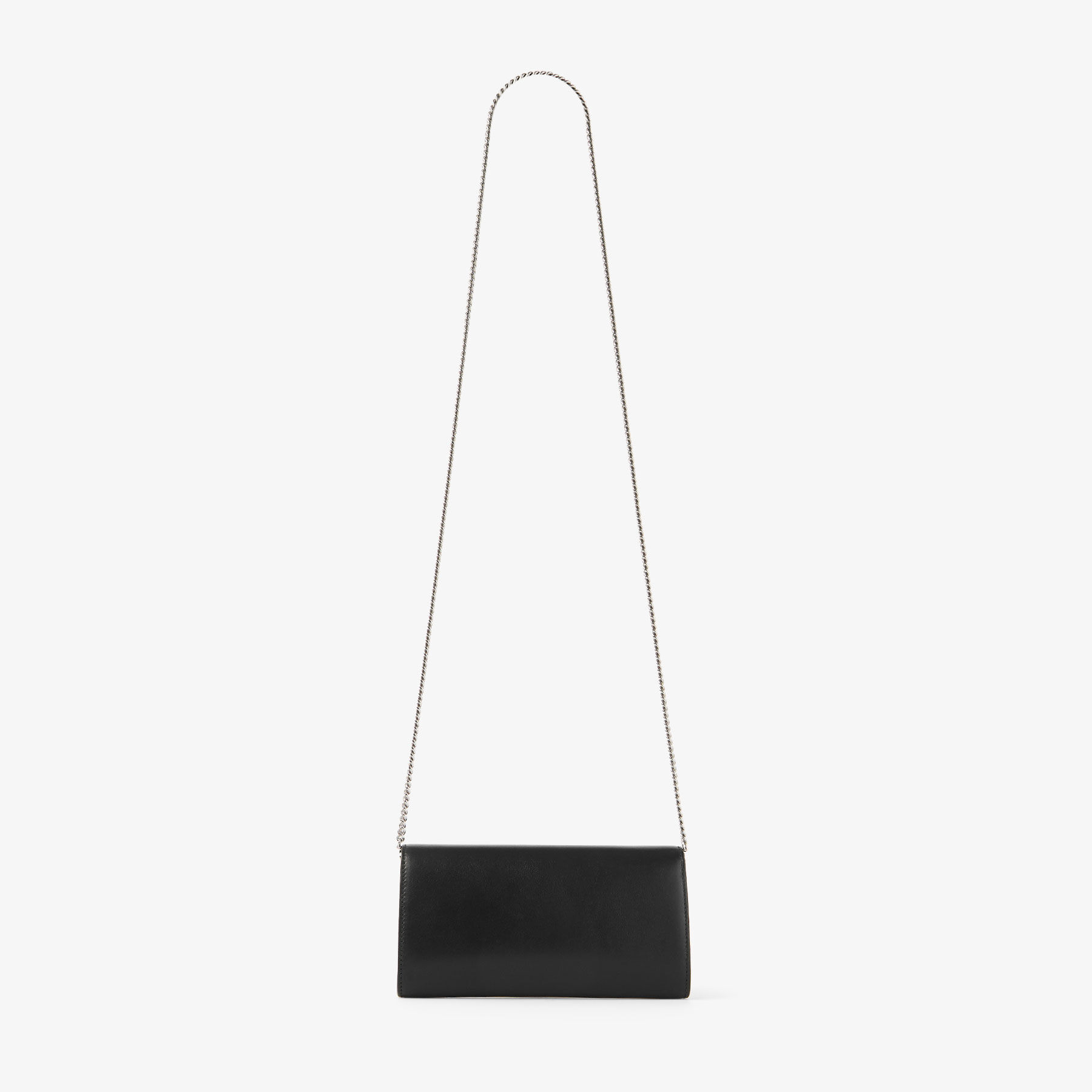 Bing Wallet Chain |Black Leather Mini Shoulder Bag with Crystal