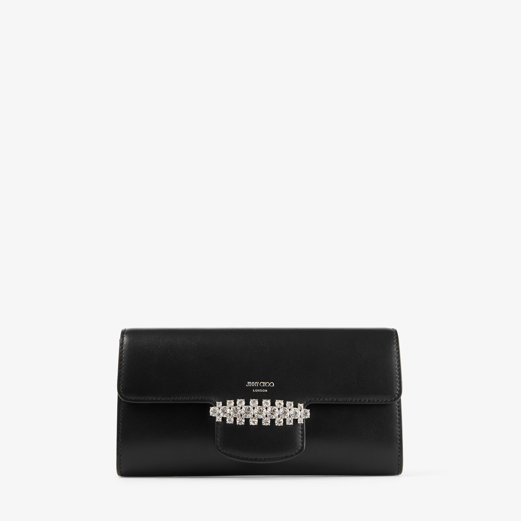 Bing Wallet Chain |Black Leather Mini Shoulder Bag with Crystal