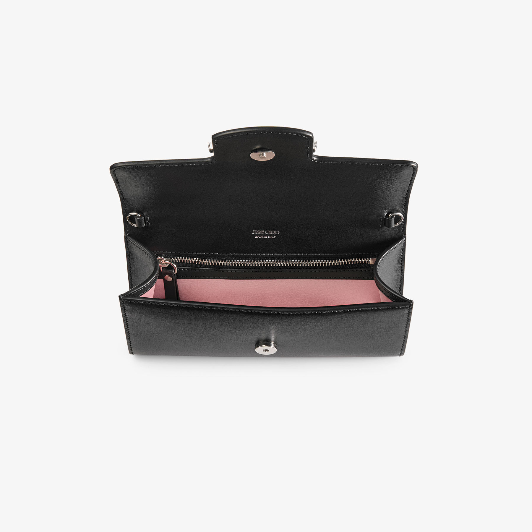 Bing Wallet Chain |Black Leather Mini Shoulder Bag with Crystal