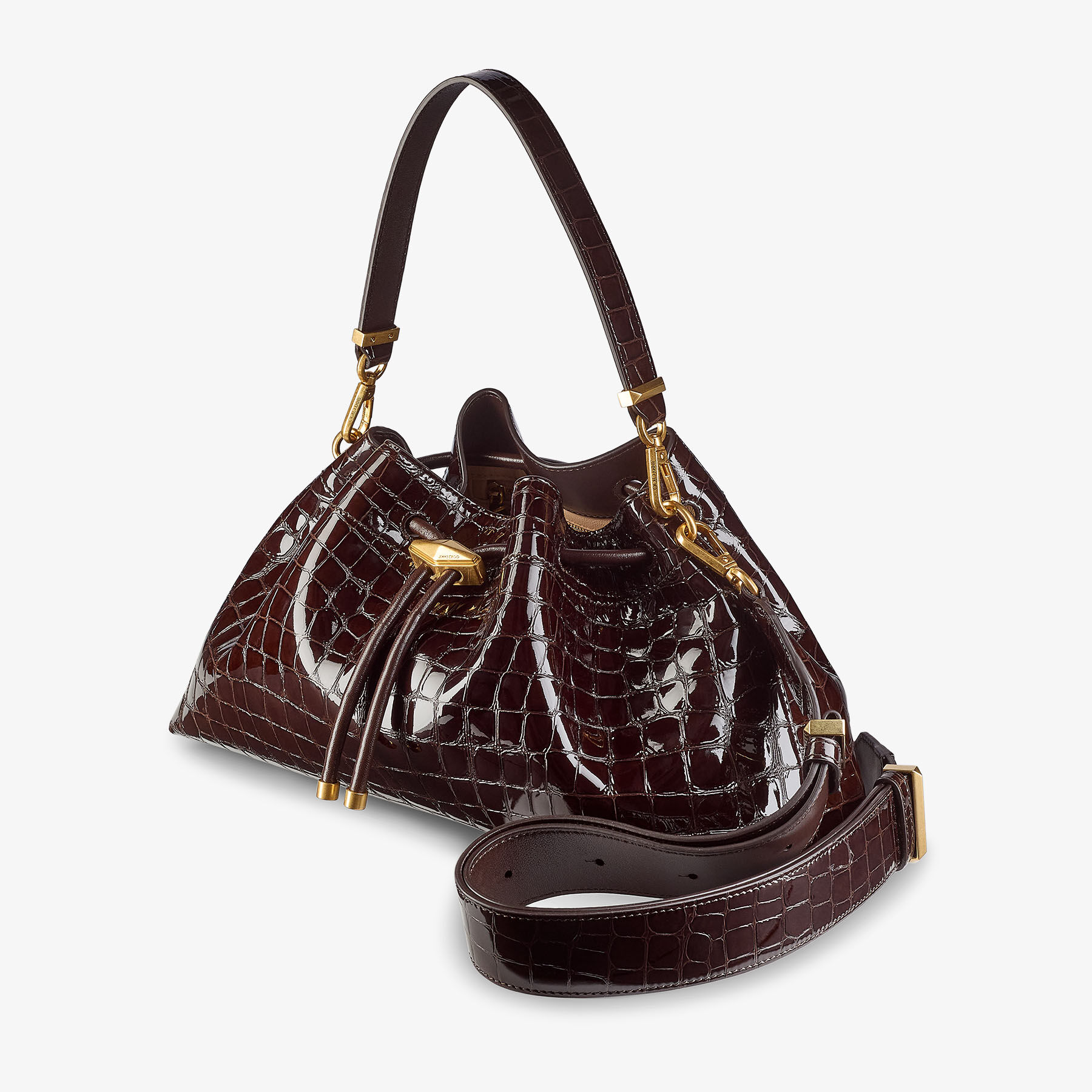 【09ch】 Cinch Medium | Sambuco Croc Embossed Leather Bag | JIMMY CHOO