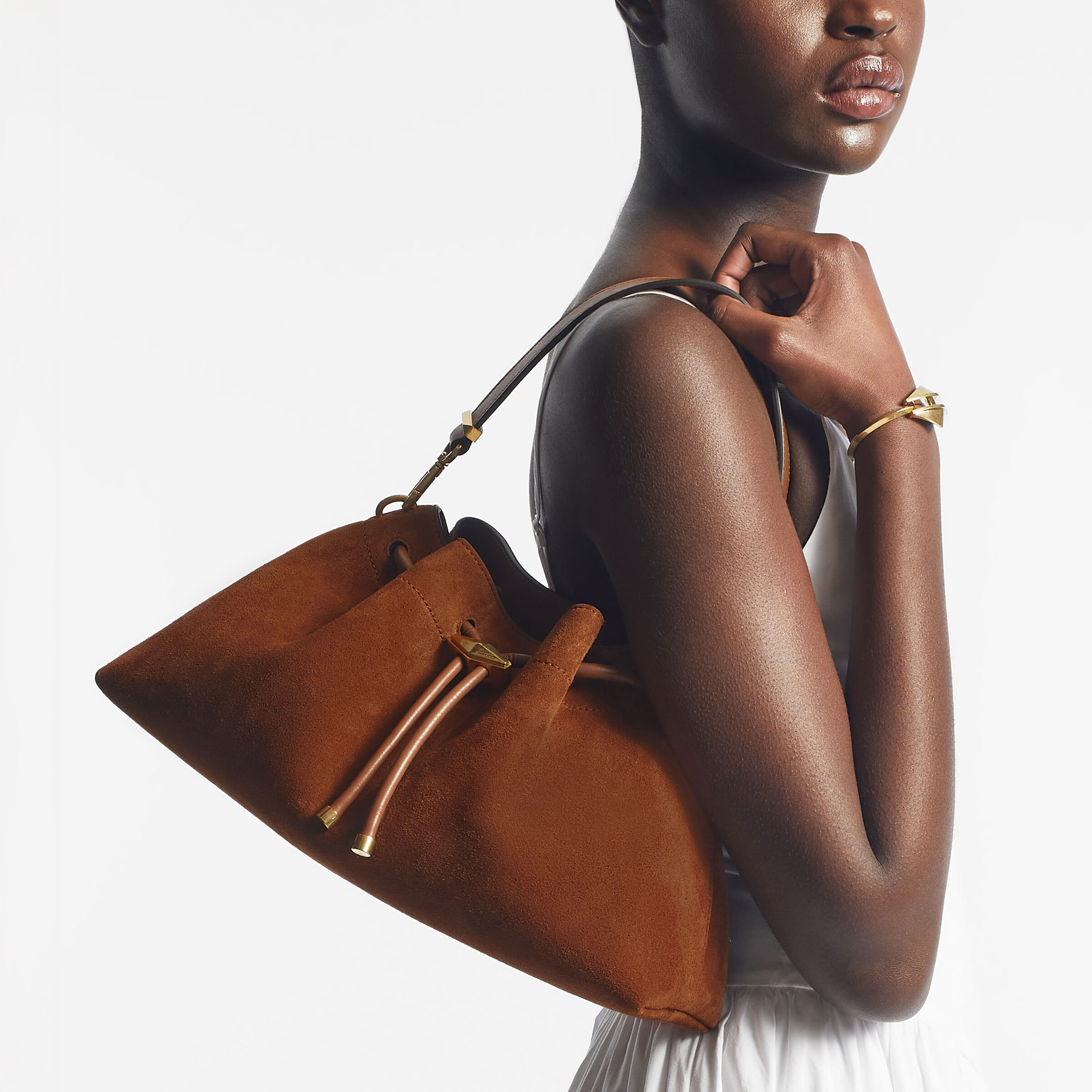 Cinch M | Tan Suede Bag | JIMMY CHOO