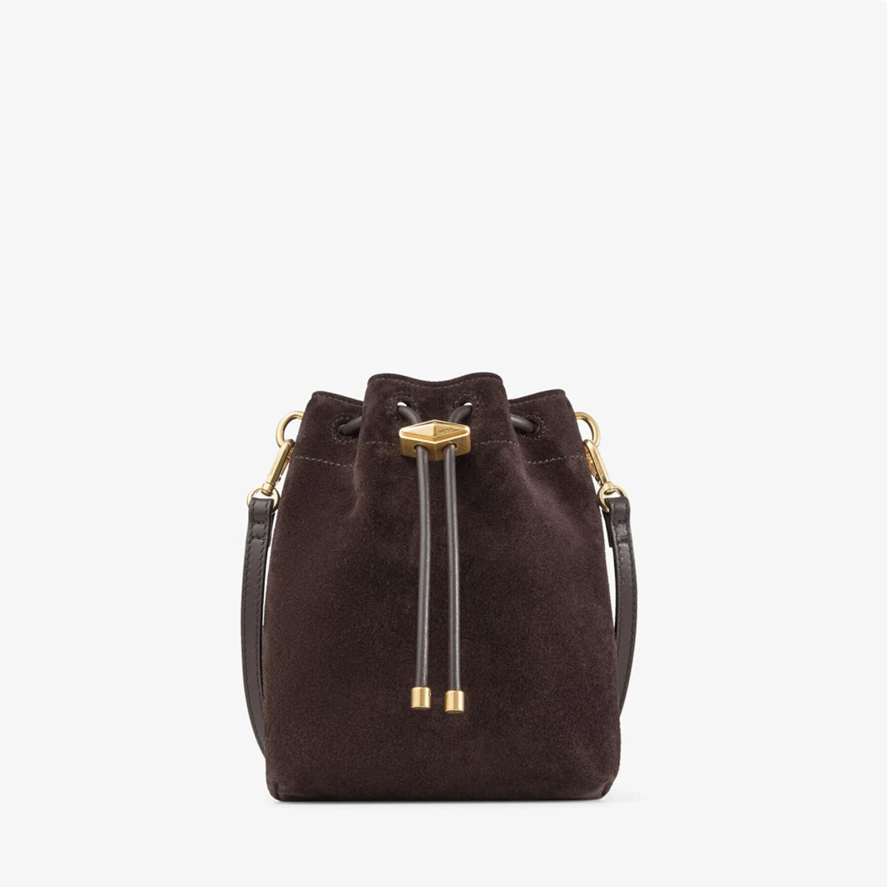 Cinch North-South Mini | Coffee Suede Mini Bag | JIMMY CHOO