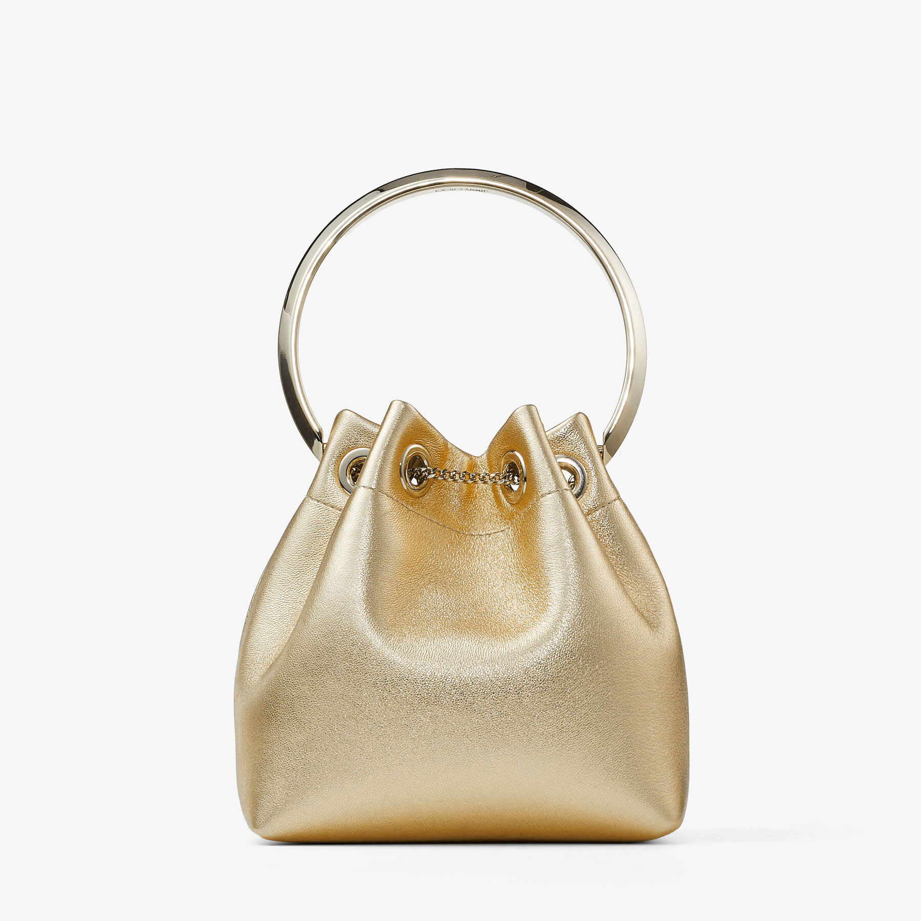 BON BON | Gold Metallic Nappa Bag with Metal Handle | JIMMY CHOO