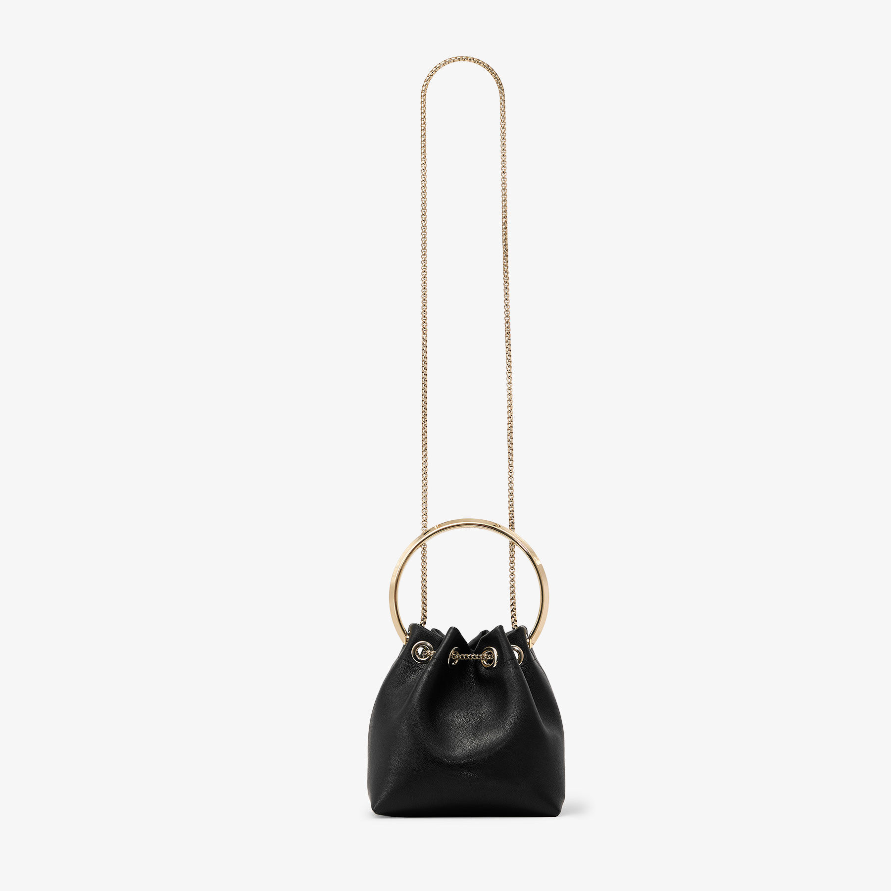 Bon Bon | Biker Leather Black Bag With Pearl Closure | JIMMY CHOO