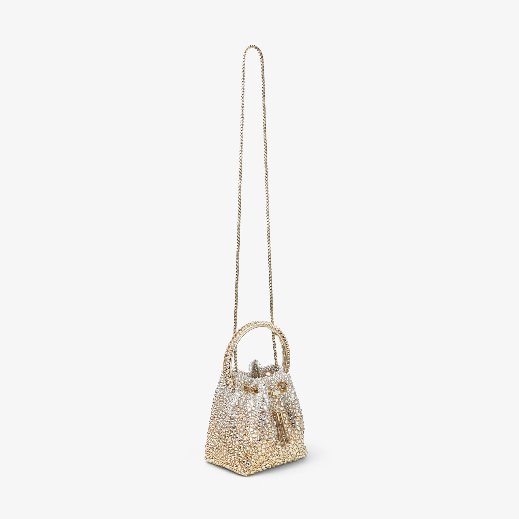 BON BON | Gold Satin Bag with Crystals | JIMMY CHOO